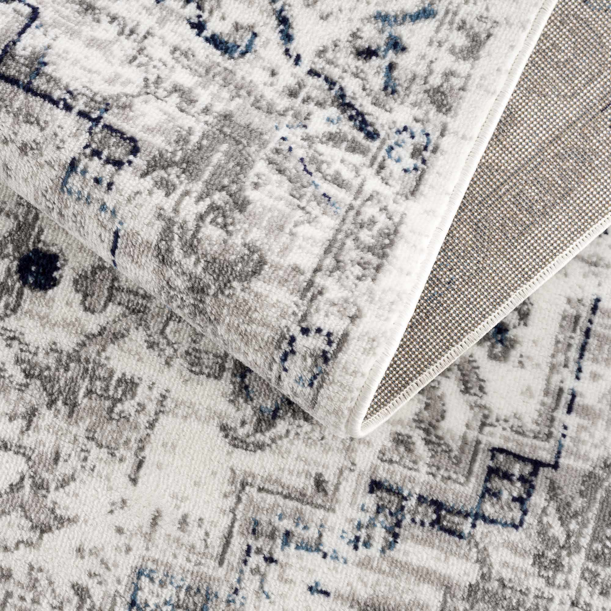 Hauteloom Buenaventura Cream & Navy Area Rug - Add a Touch of Elegance to Your Space