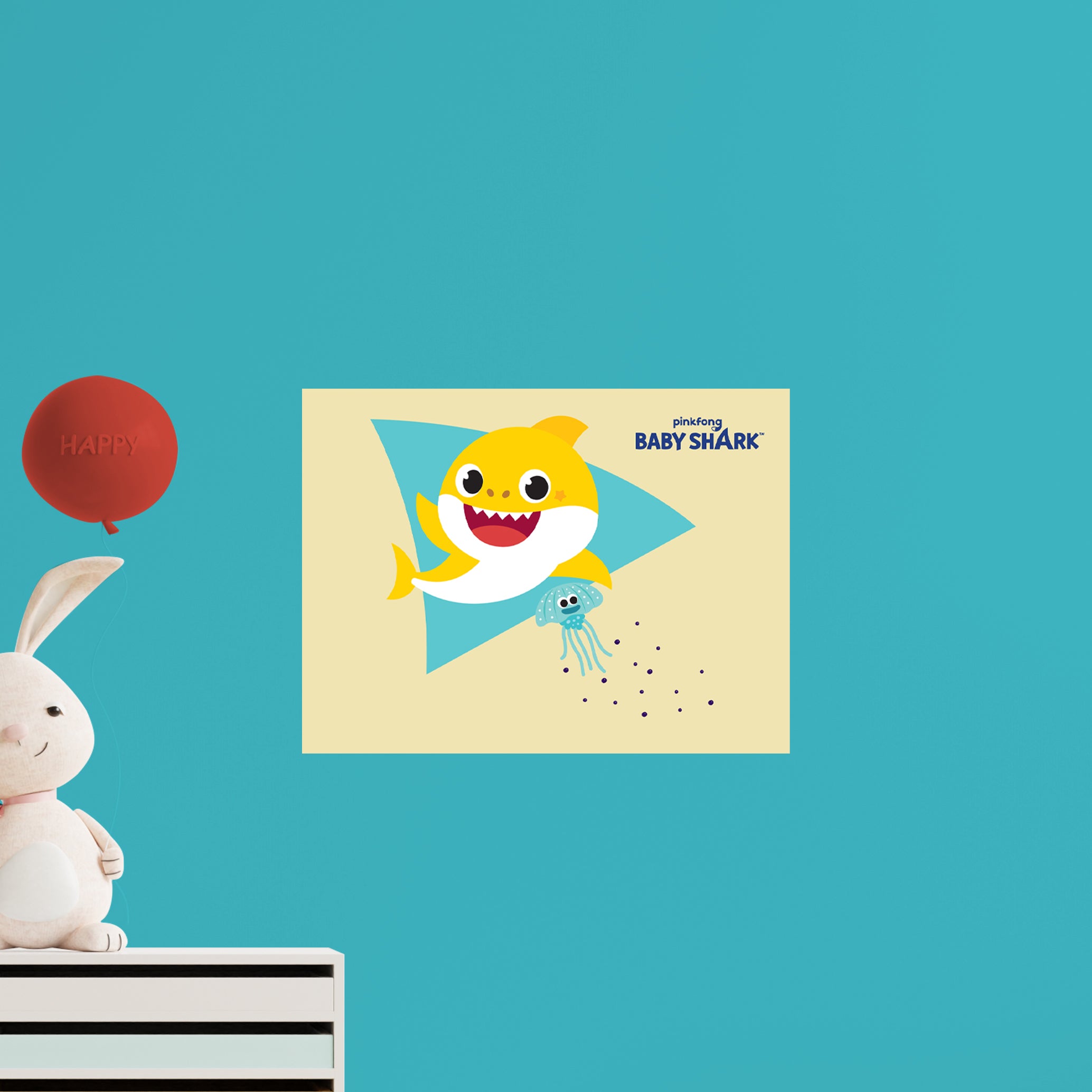 Get Your Little One's Room Popping with the Enchanting Fathead Baby Shark Inkling Poster - Officially Licensed Nickelodeon Removable Adhesive Decal