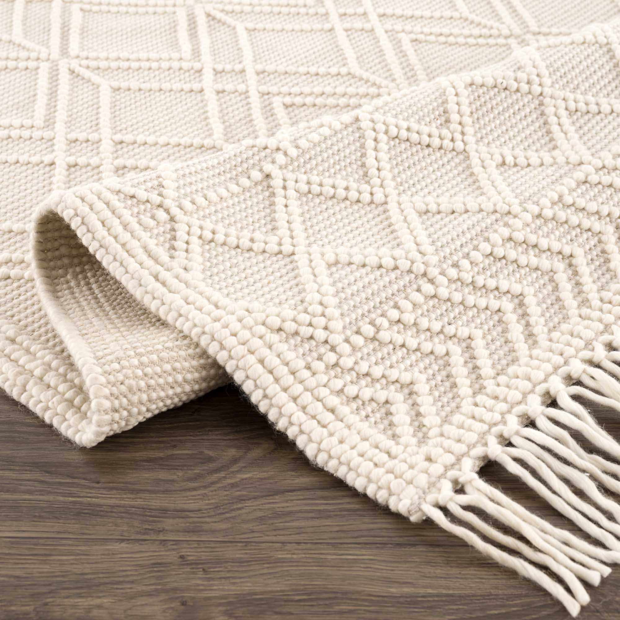 Indulge in Luxury with Hauteloom Ramsbury Beige Trellis Wool Rug