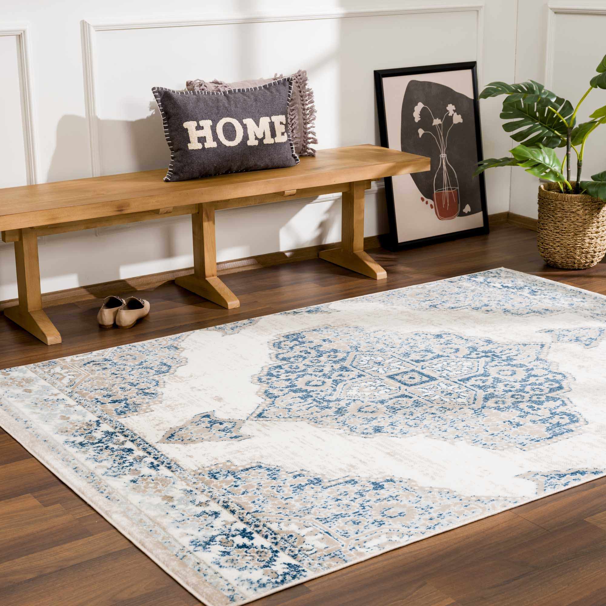 Exquisite Hauteloom Amir Blue Medallion Area Rug
