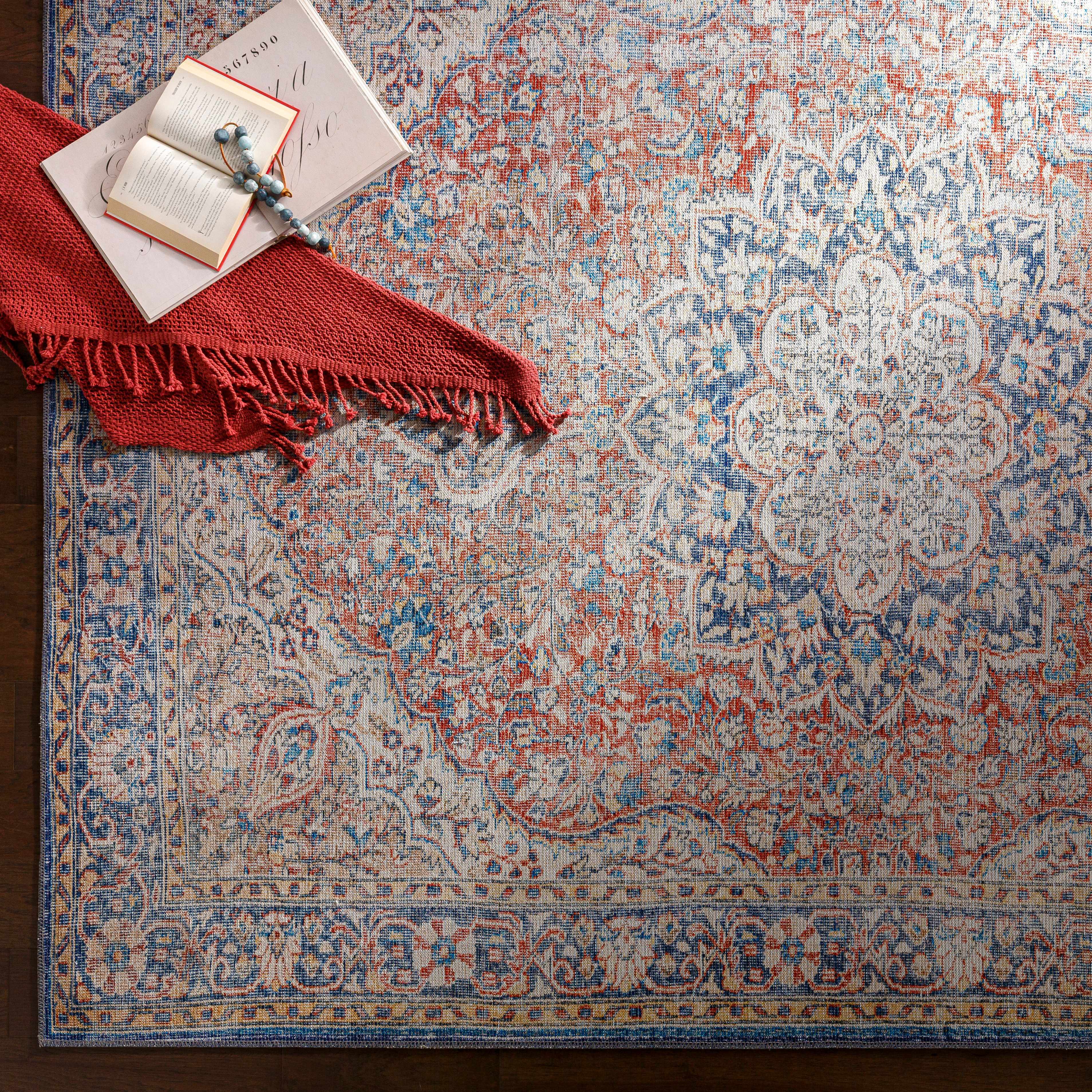 Hauteloom Wacousta Red & Blue Machine Washable Rug - A Splash of Color for Your Space