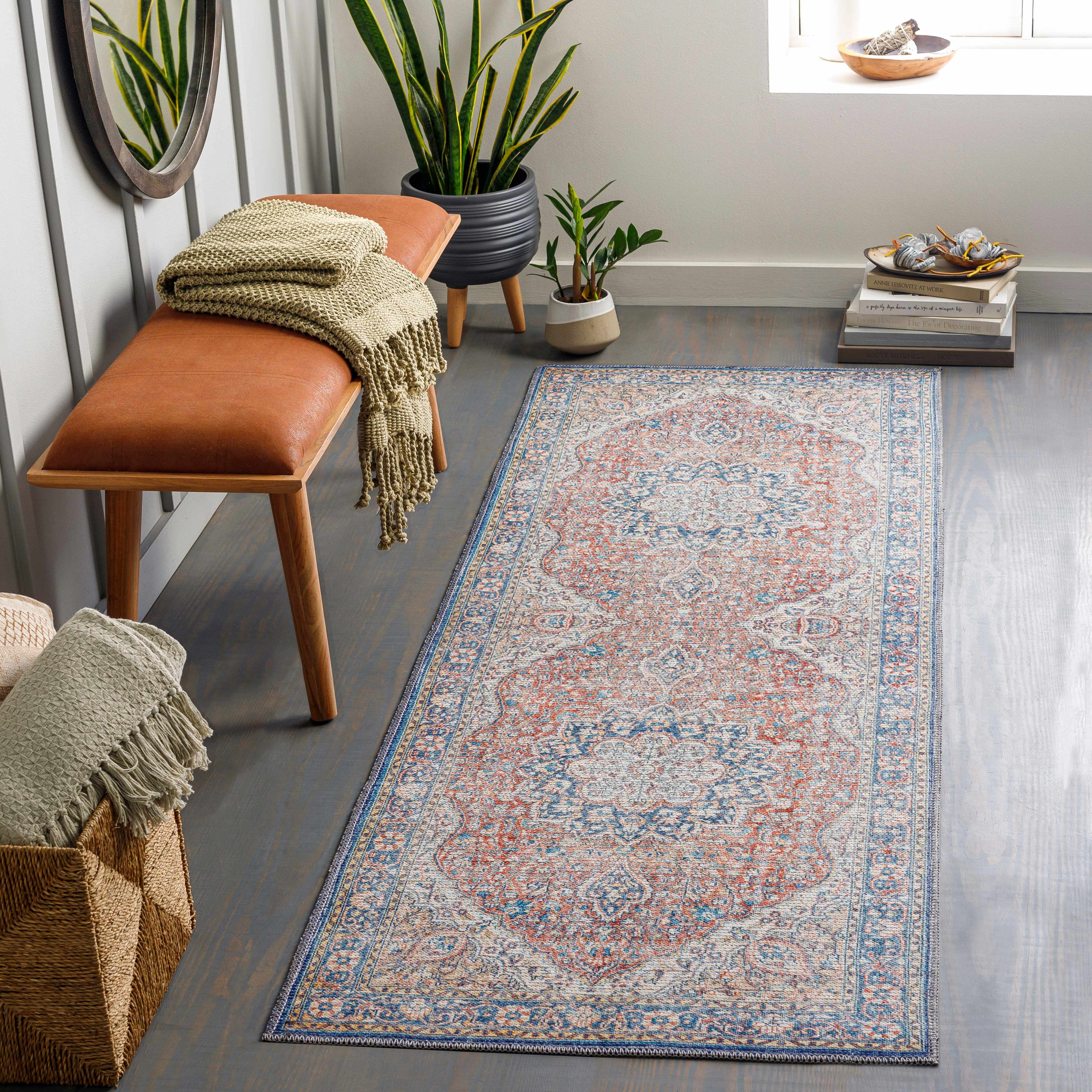 Hauteloom Wacousta Red & Blue Machine Washable Rug - A Splash of Color for Your Space