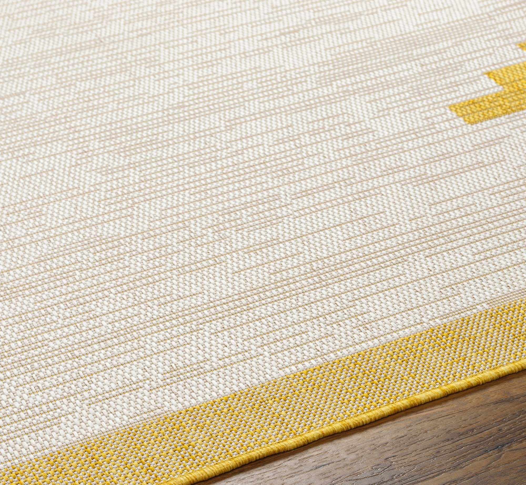 Hauteloom Djugun Yellow Aztec-Inspired Outdoor Rug