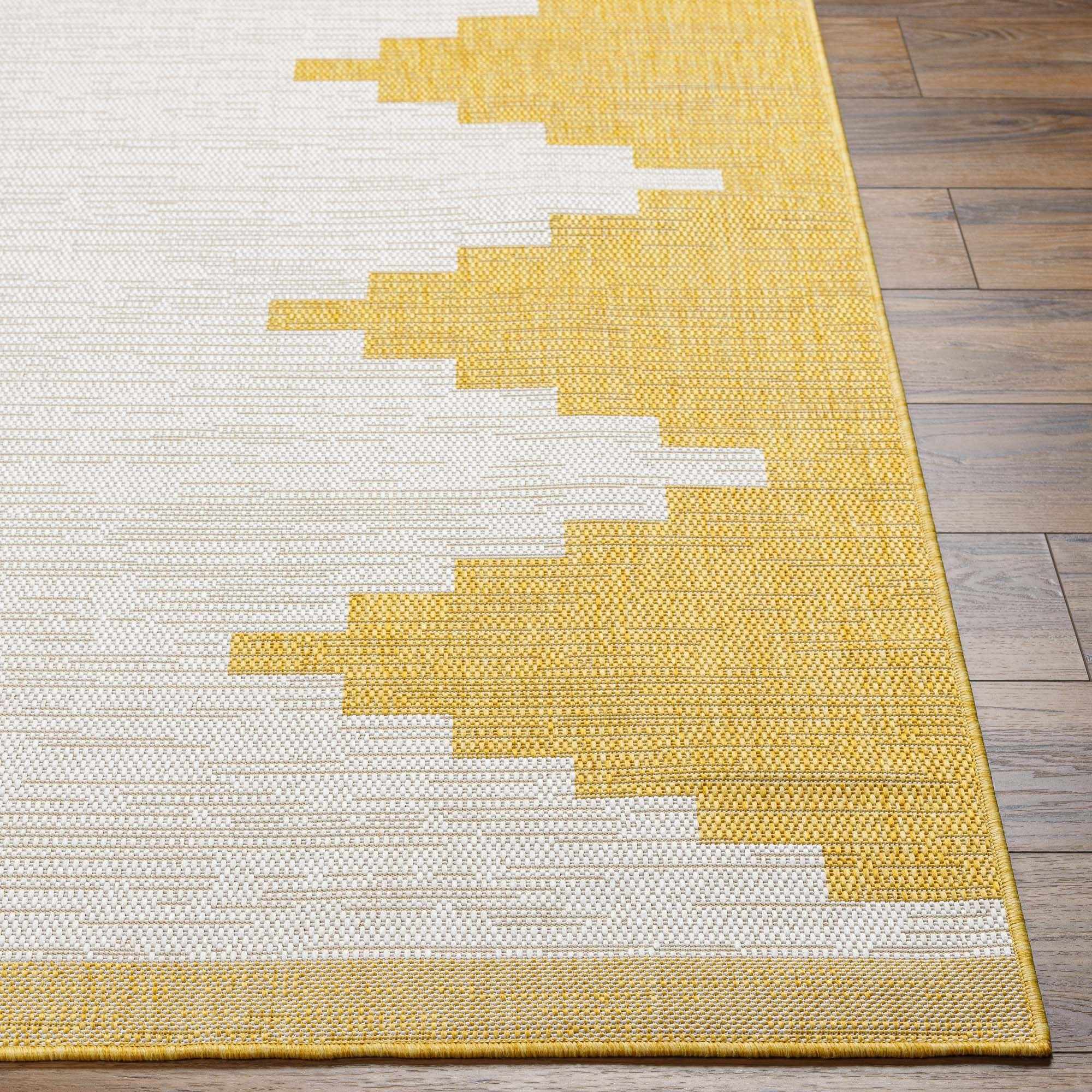 Hauteloom Djugun Yellow Aztec-Inspired Outdoor Rug