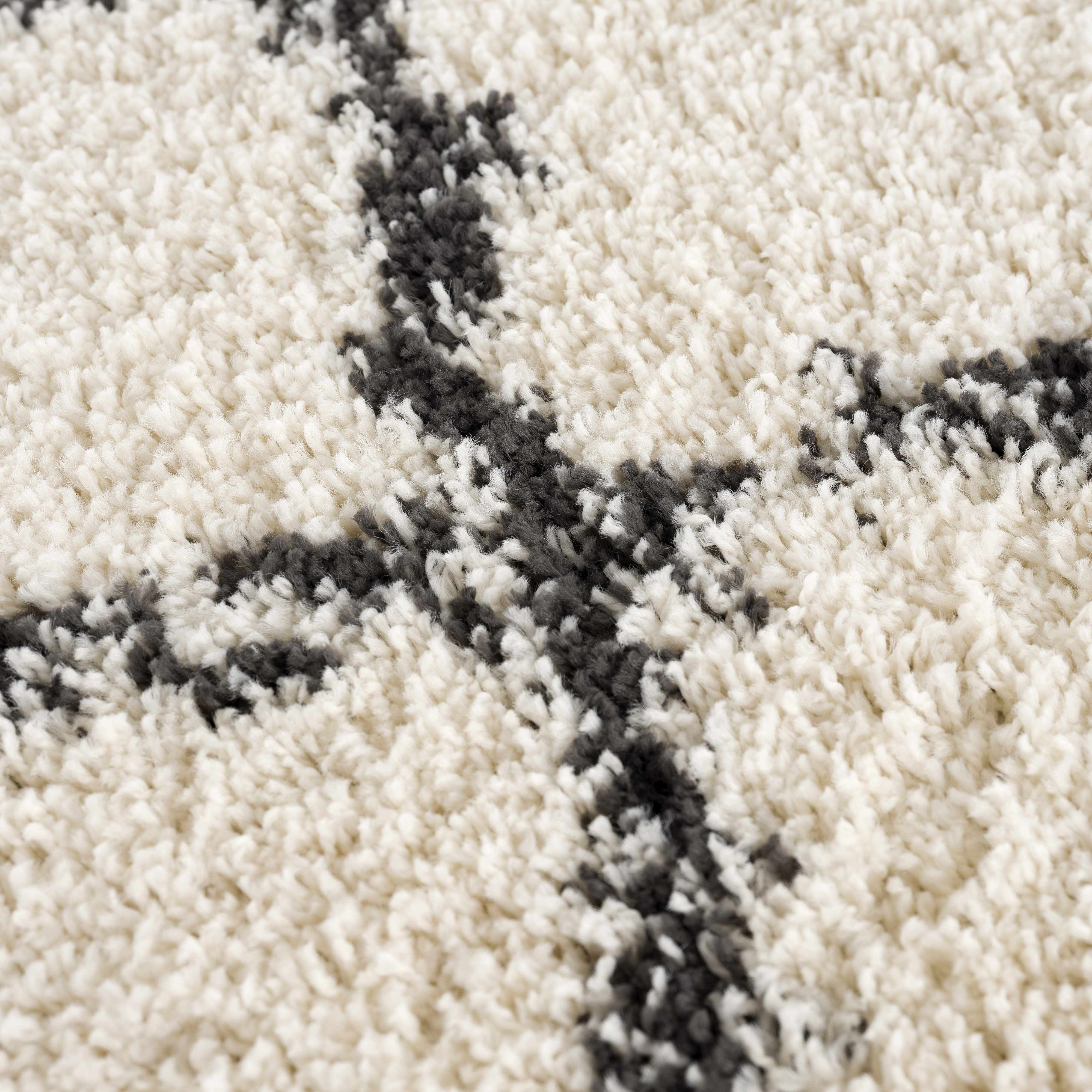 Hauteloom Wallagrass Trellis Tassel Shag Rug - Bohemian Beauty in Beige/Black