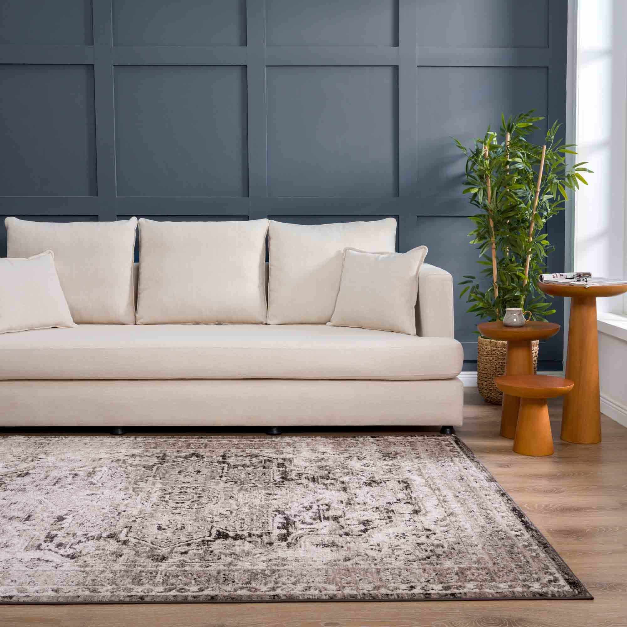 Grab Your Hauteloom Albie Charcoal & Beige Area Rug - Clearance Now!