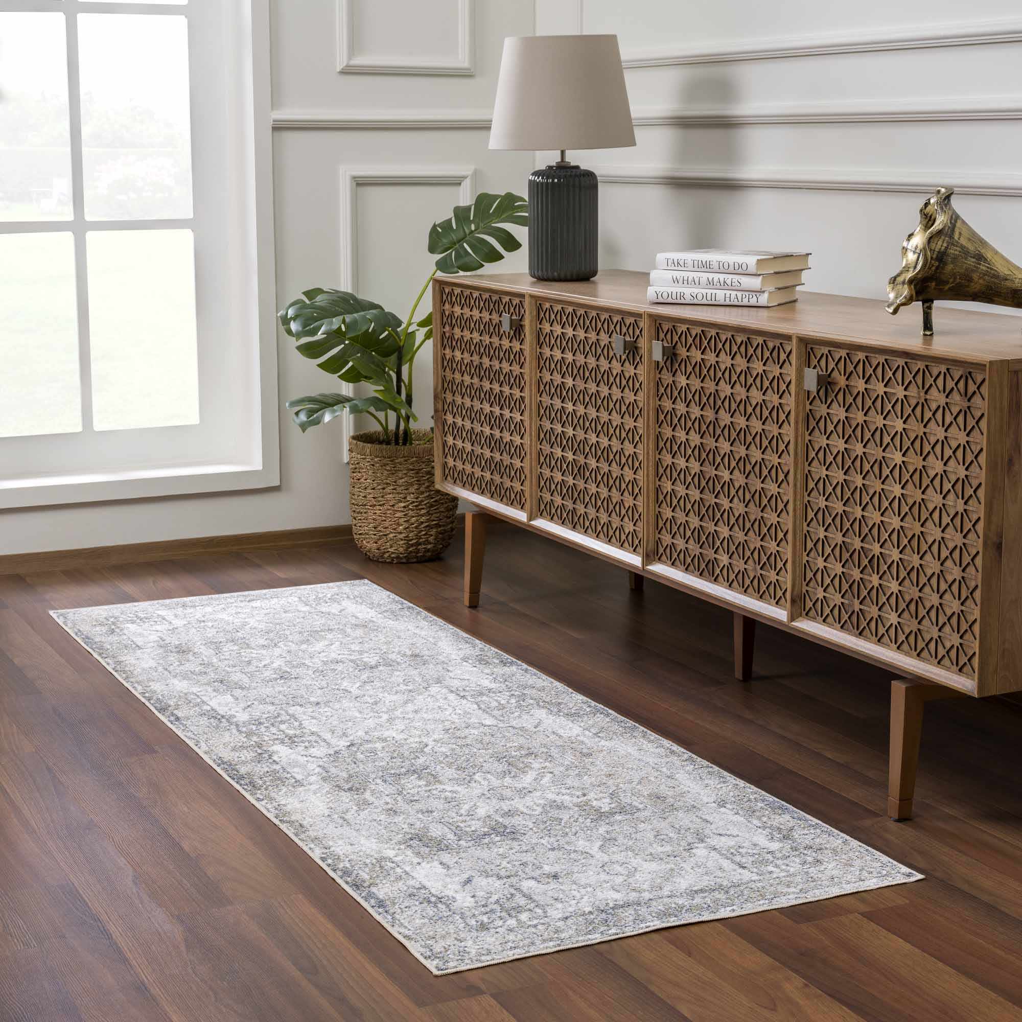 Indulgent Hauteloom Olive Hera Washable Area Rug