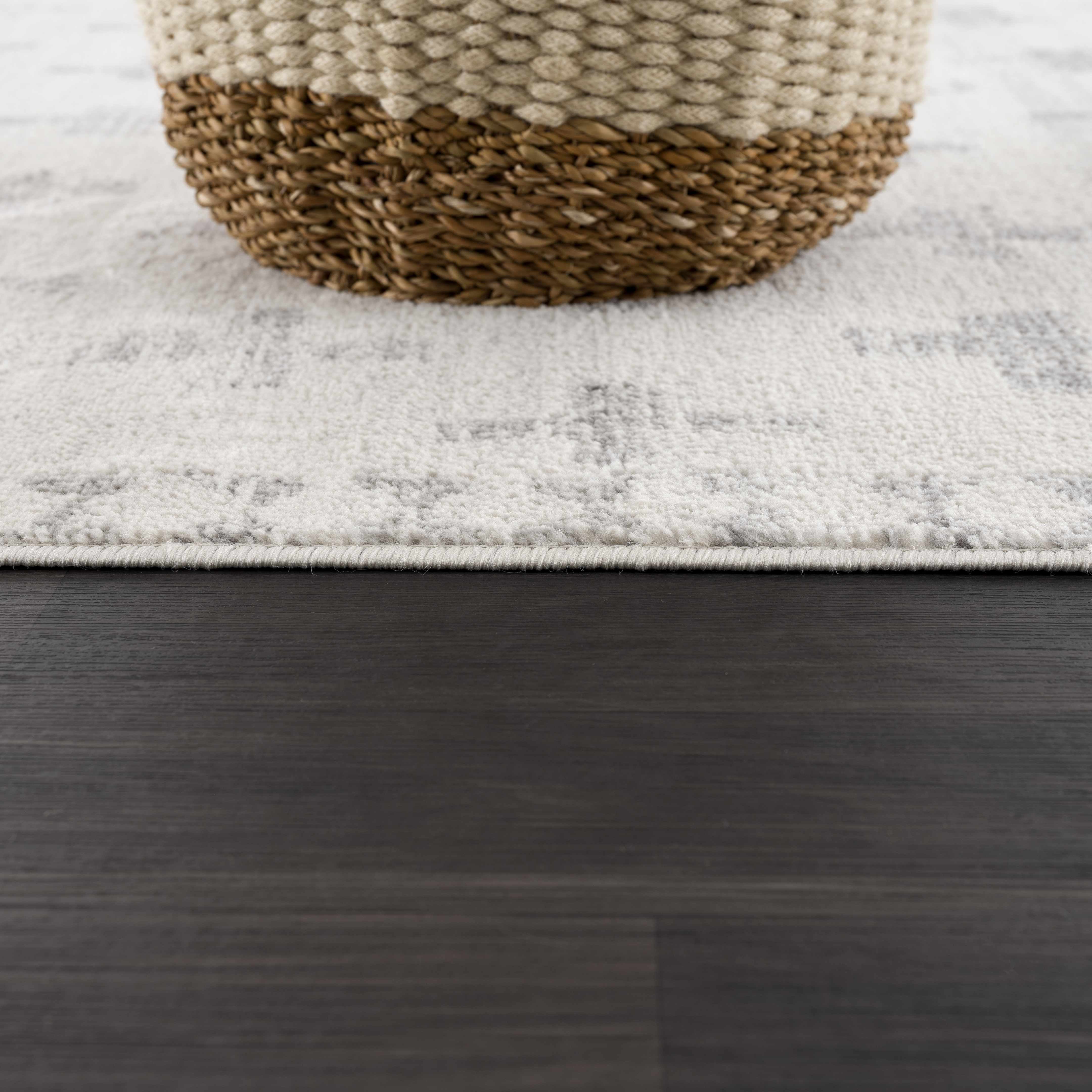 Hauteloom Tigris Swiss Cross Ivory & Gray Geometric Style Area Rug
