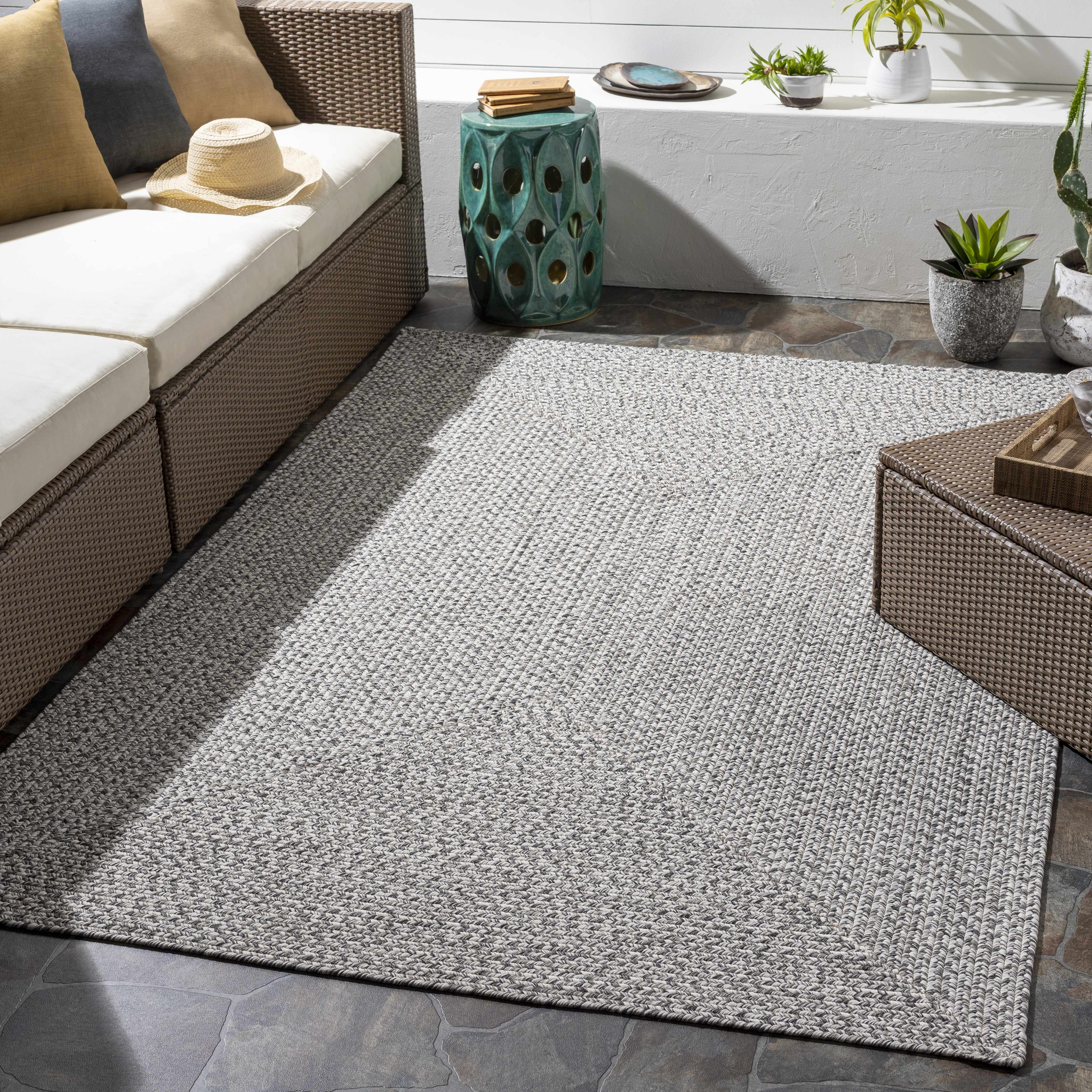 Hauteloom Cream Charcoal Braided Faux Jute Rug - A Stylish and Durable Addition to Your Space