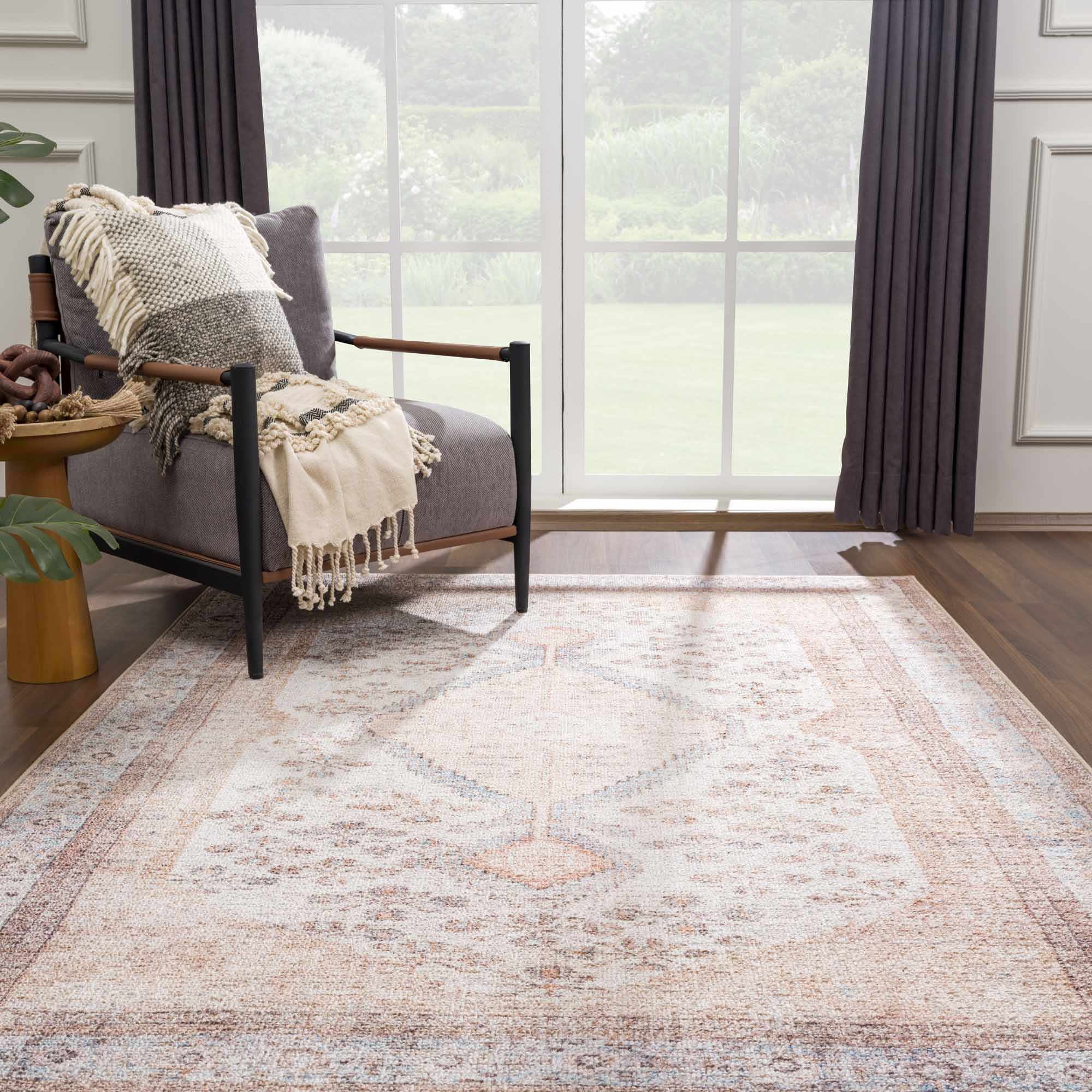 Hauteloom Analu Peach Luxury Washable Area Rug