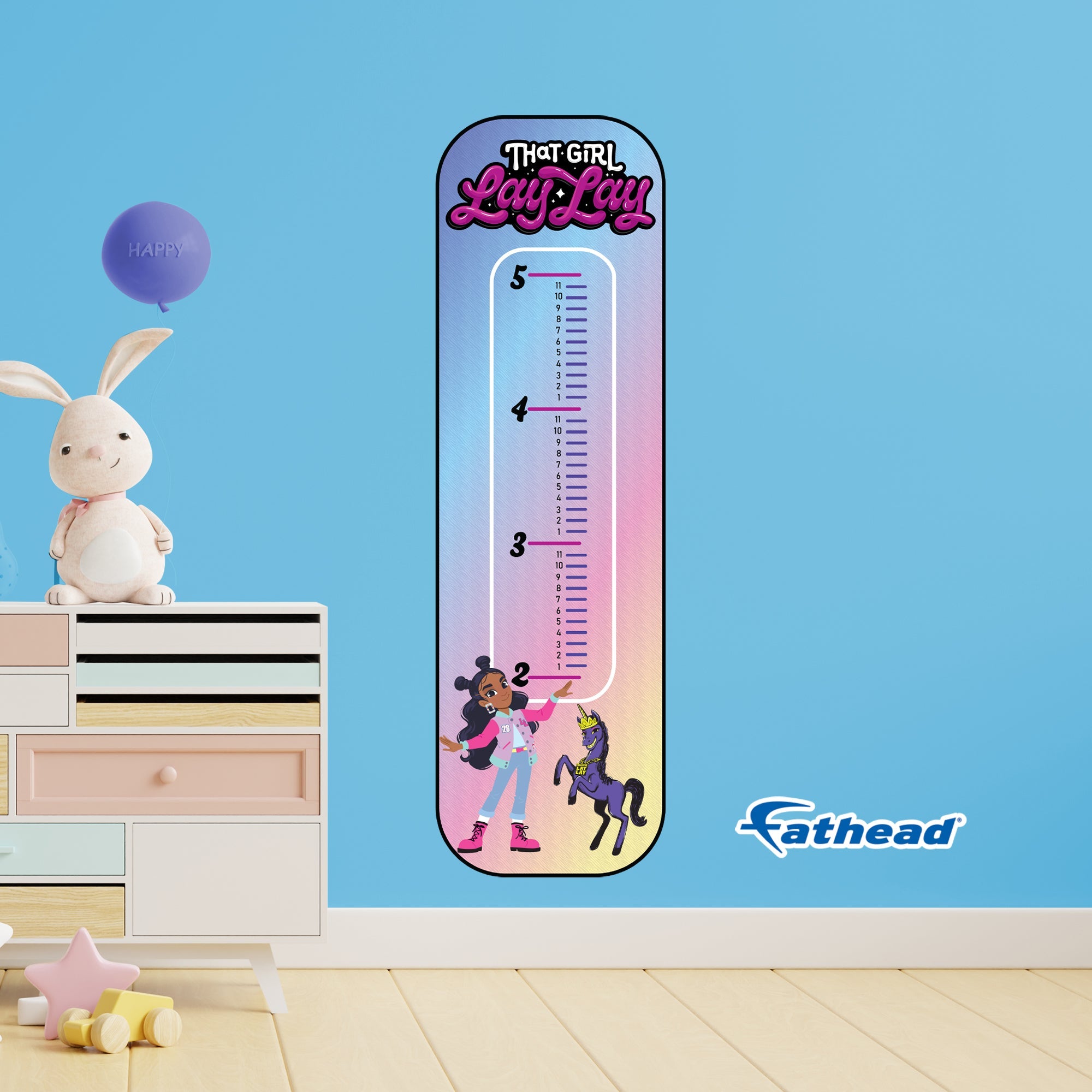 Fathead's That Girl Lay Lay Unicorn Growth Chart - Officially Licensed Nickelodeon Removable Adhesive Decal - Make Your Kid's Room Magical!