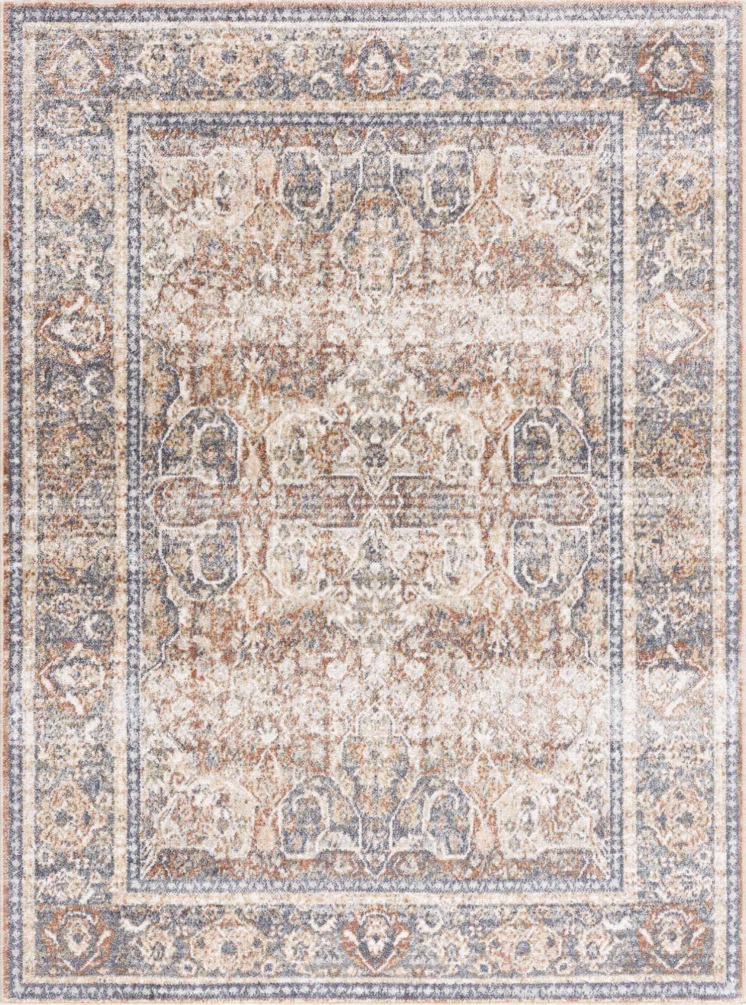 Hauteloom Arias Elegant Beige Blue Washable Area Rug
