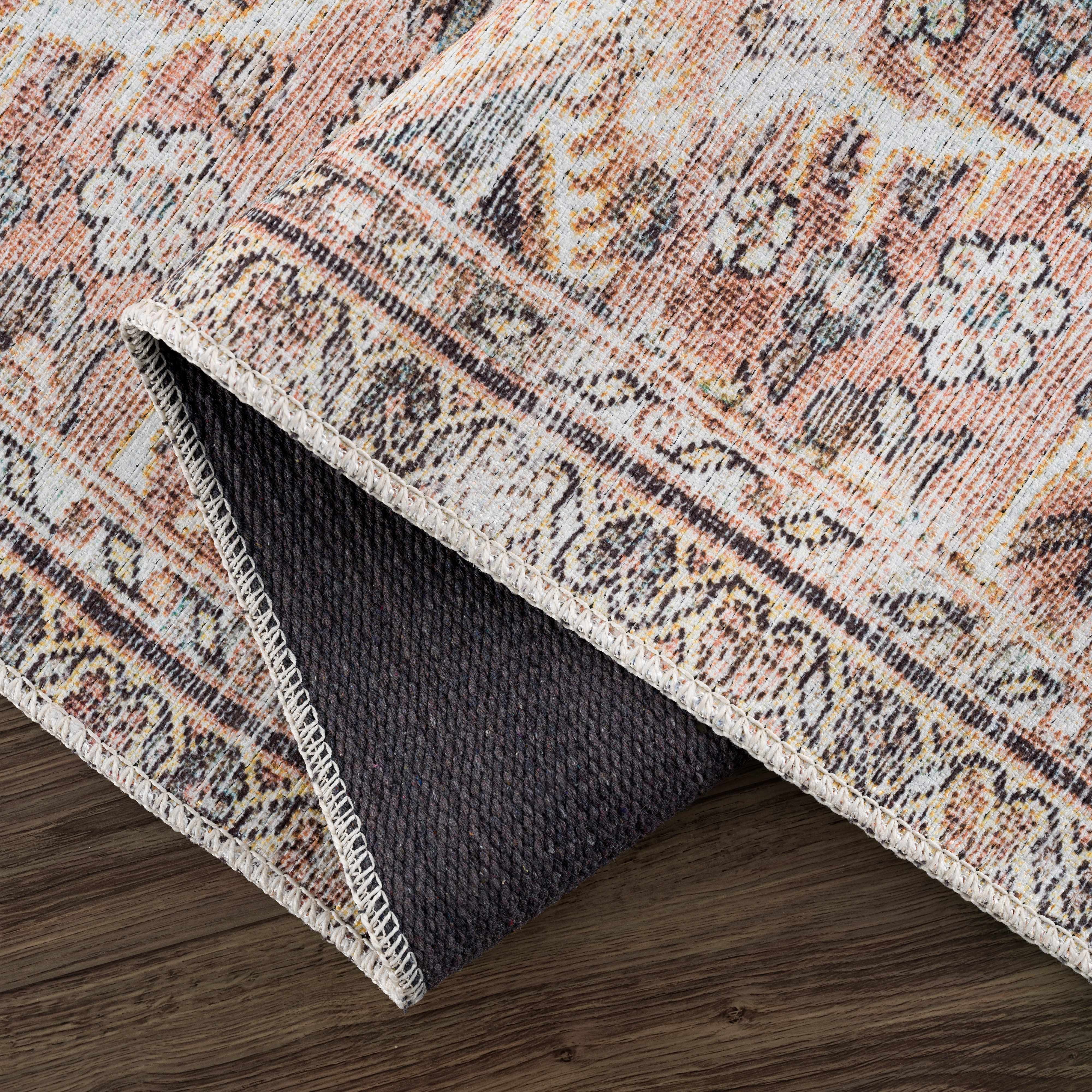 Hauteloom Urpi Rose & Brown Washable Area Rug - Add a Pop of Color to Your Space!