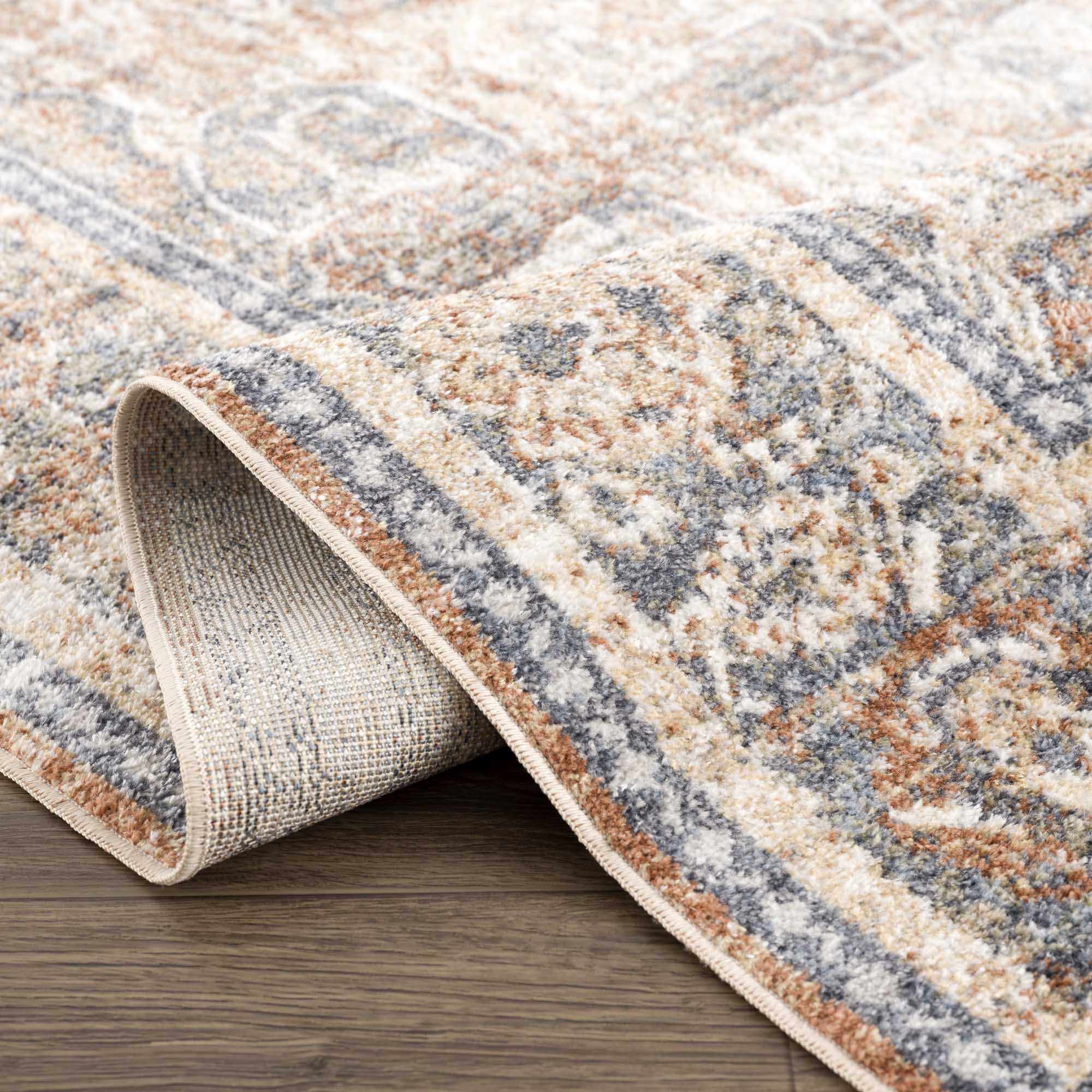 Hauteloom Arias Elegant Beige Blue Washable Area Rug