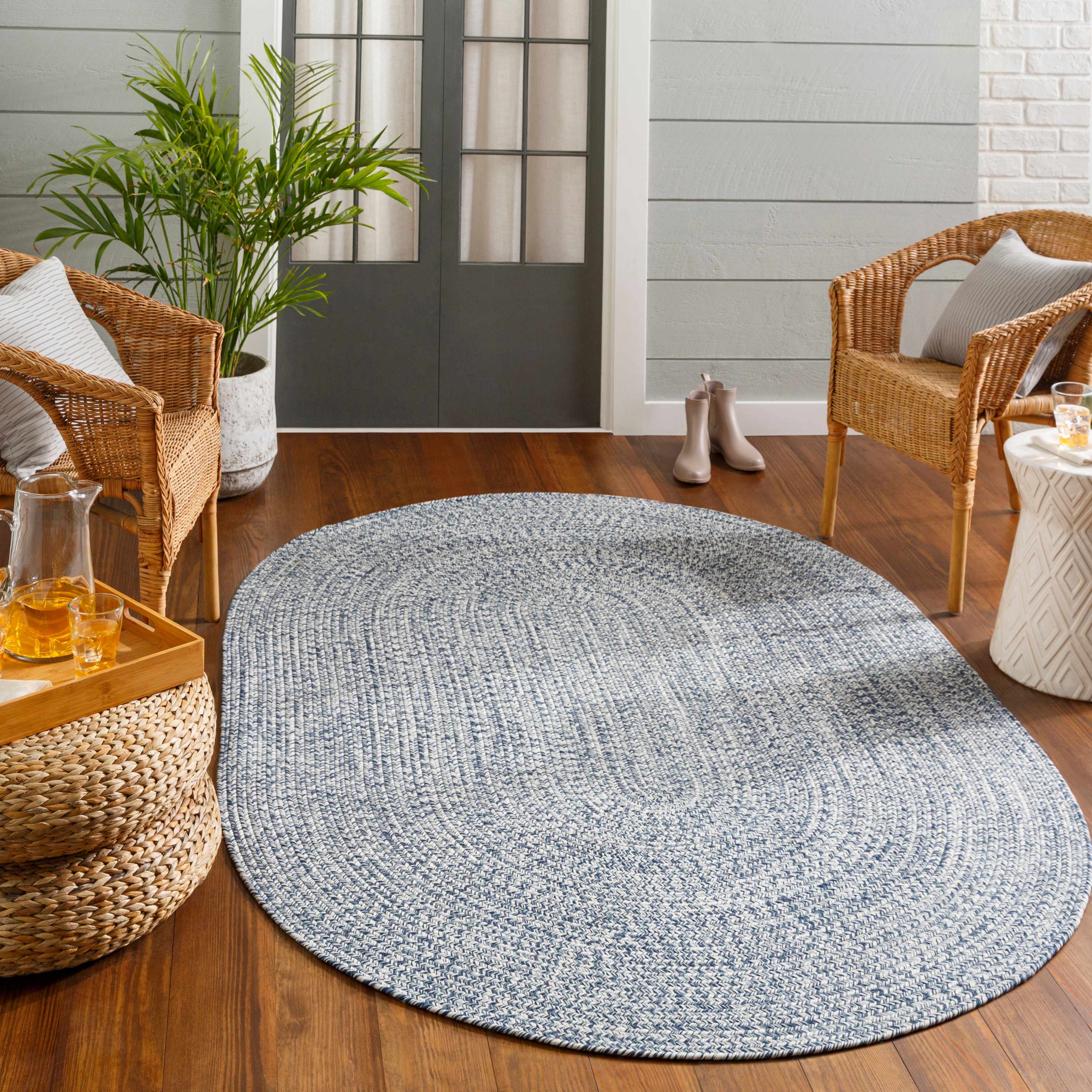 Exquisite Hauteloom Blue Braided Faux Jute Rug - A Must-Have for Your Space