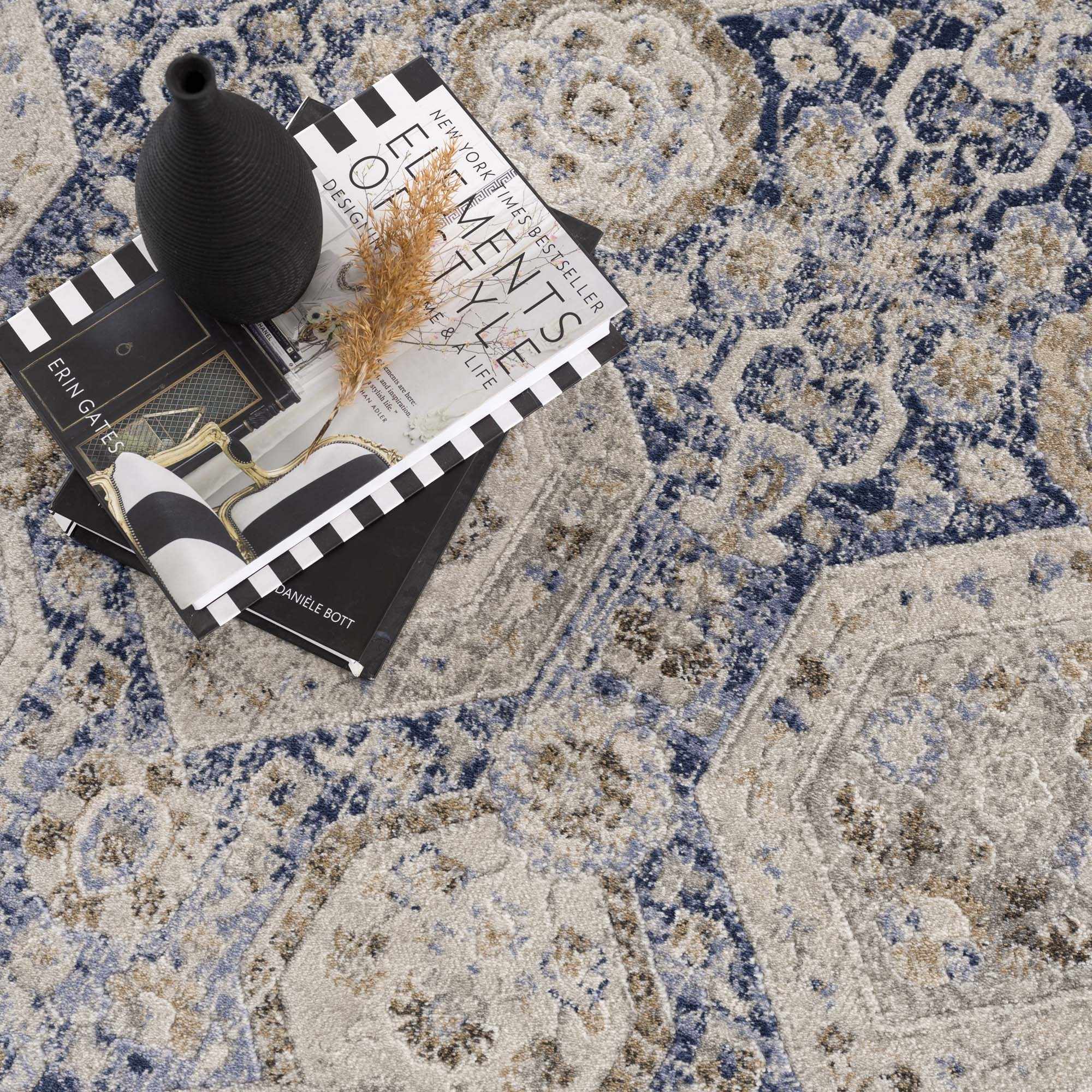 Luxurious Hauteloom Parkerfield Blue Area Rug