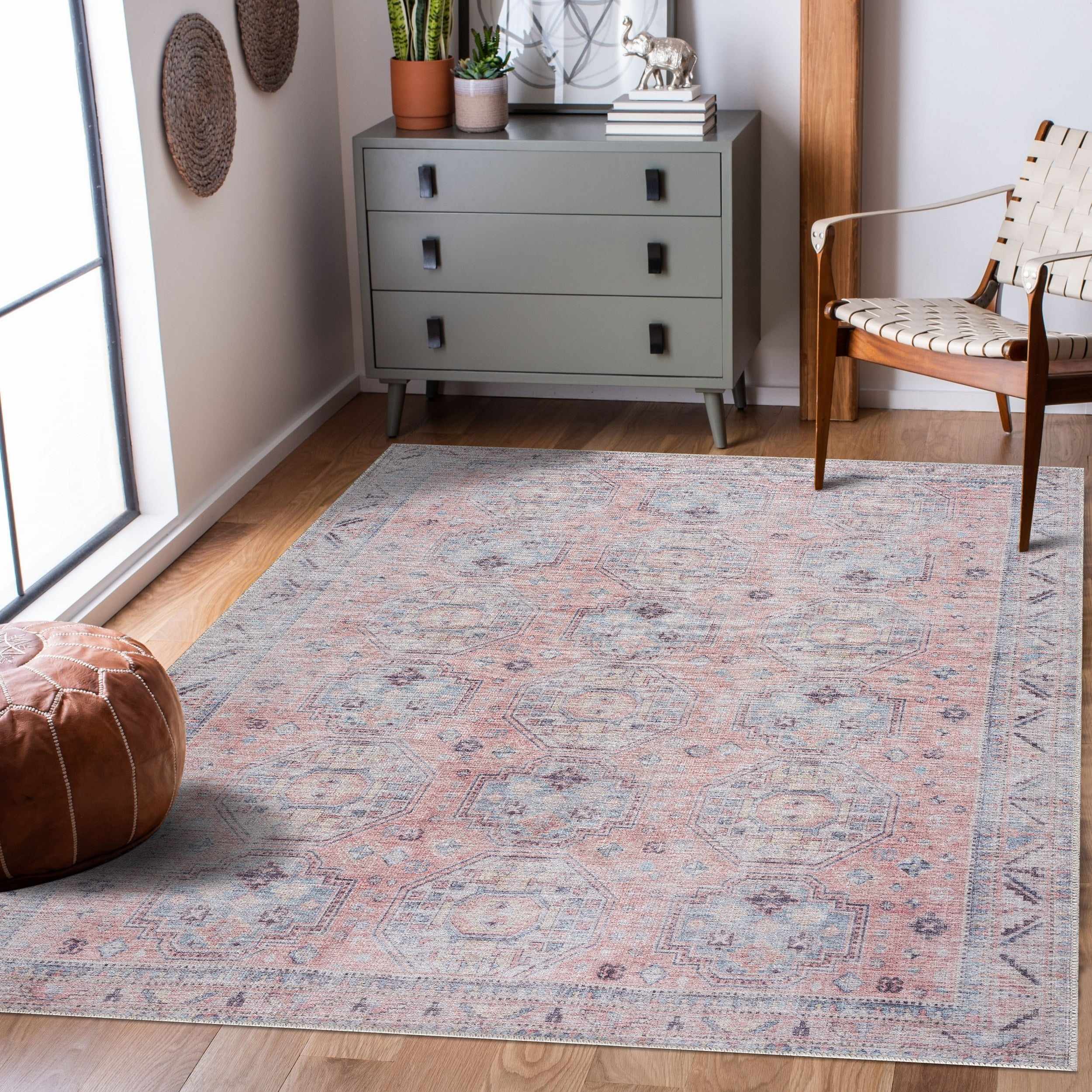 Indulgent Hauteloom Morcott Peach Washable Area Rug
