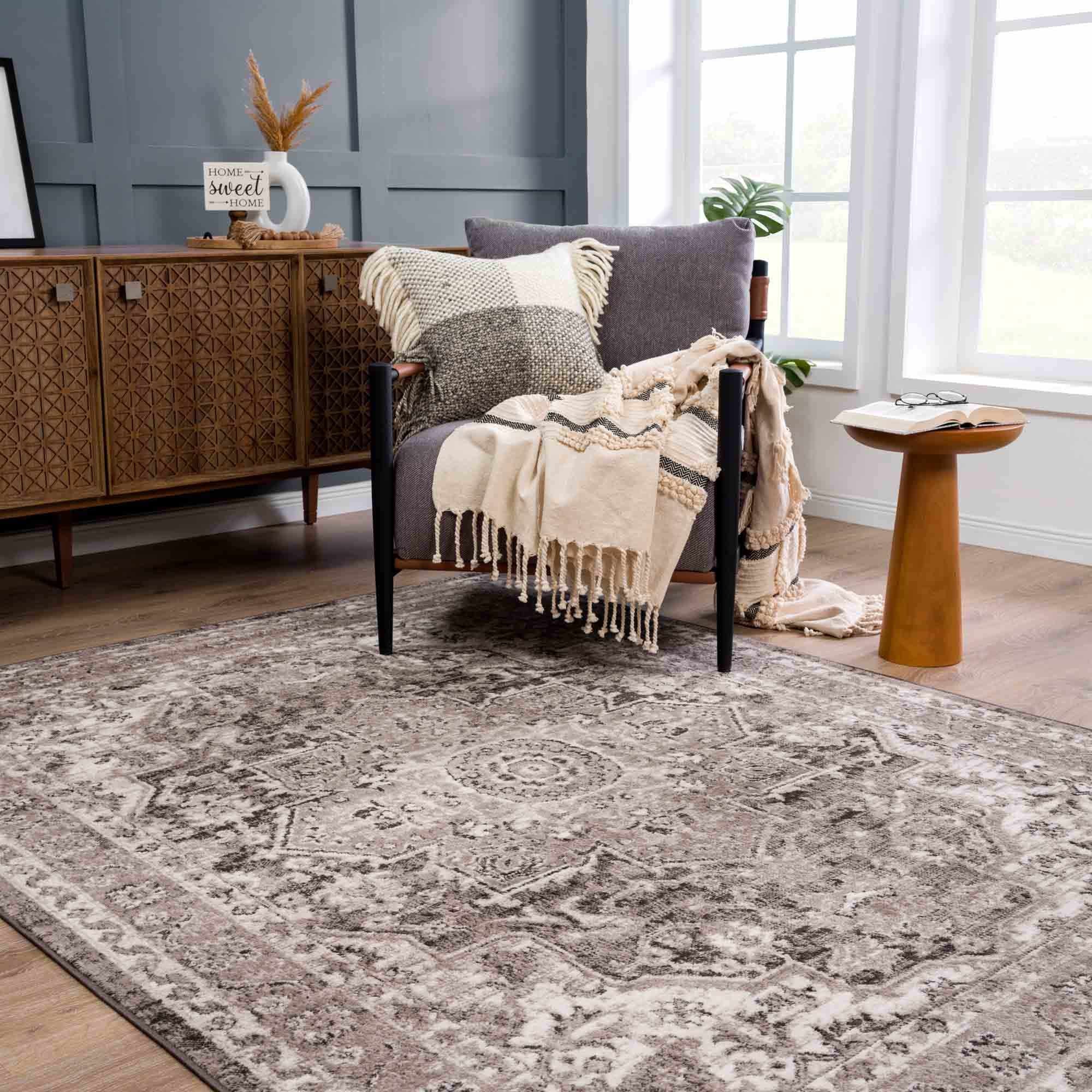 Grab Your Hauteloom Albie Charcoal & Beige Area Rug - Clearance Now!