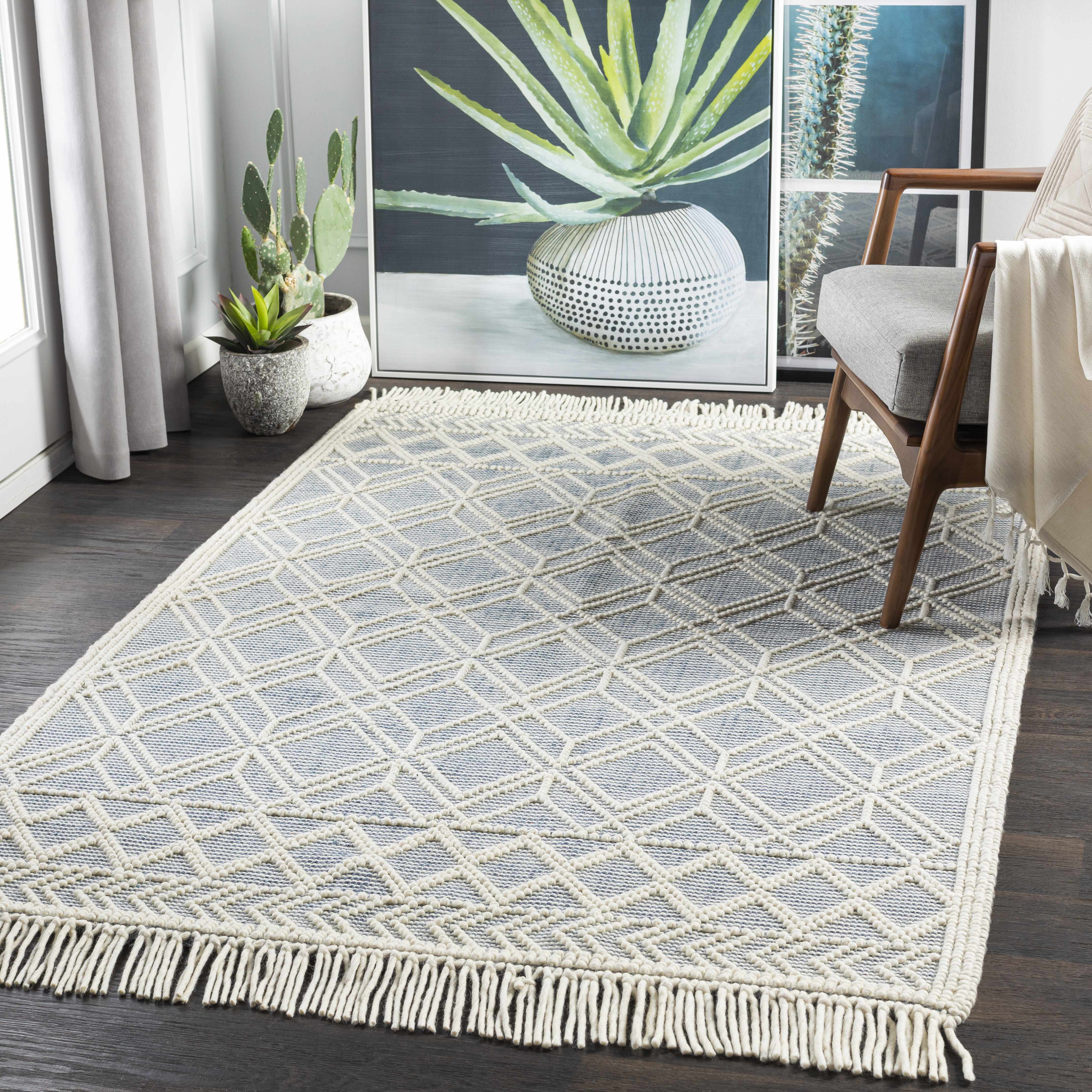 Exquisite Hauteloom Ramsbury Ivory & Blue Area Rug