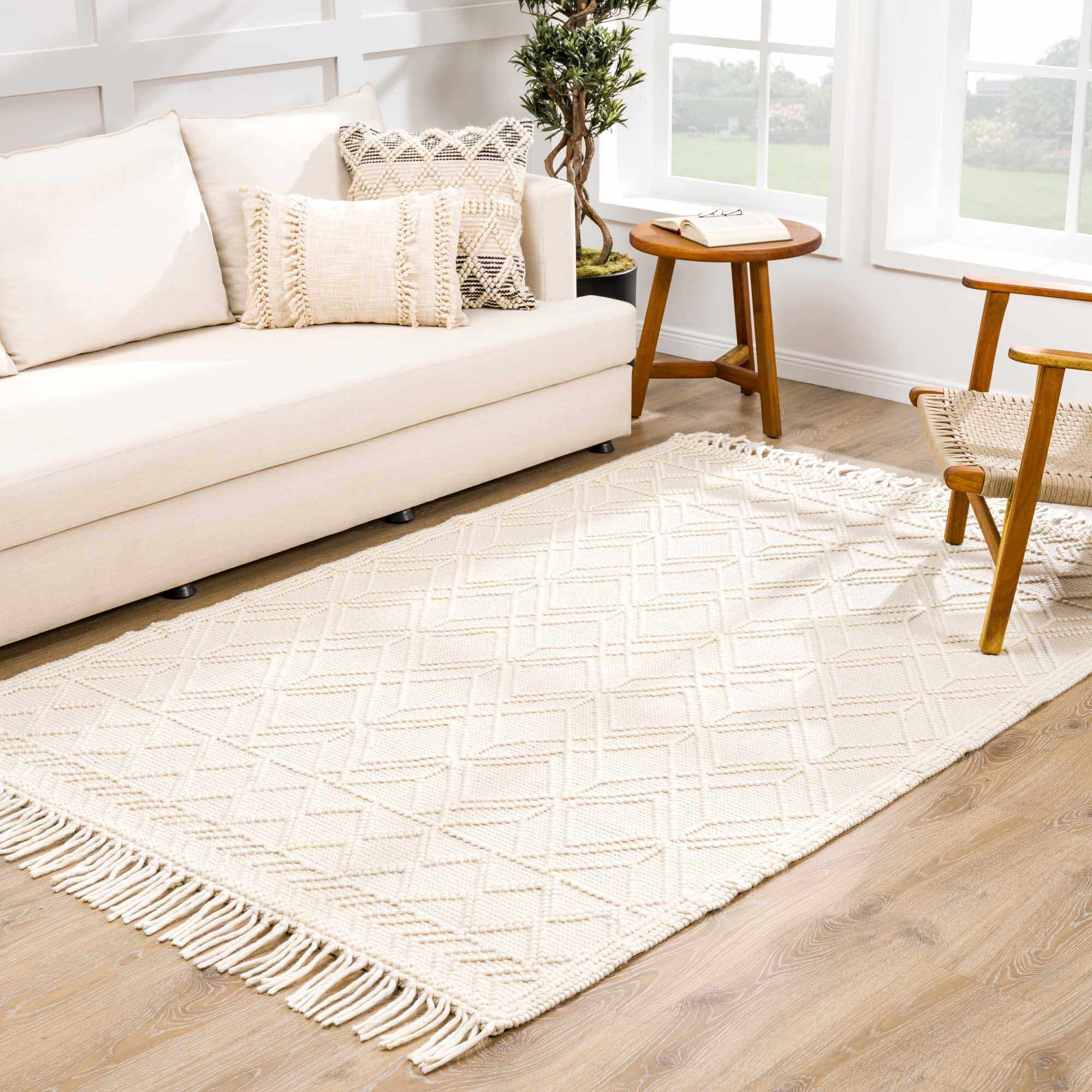 Indulge in Luxury with Hauteloom Ramsbury Beige Trellis Wool Rug