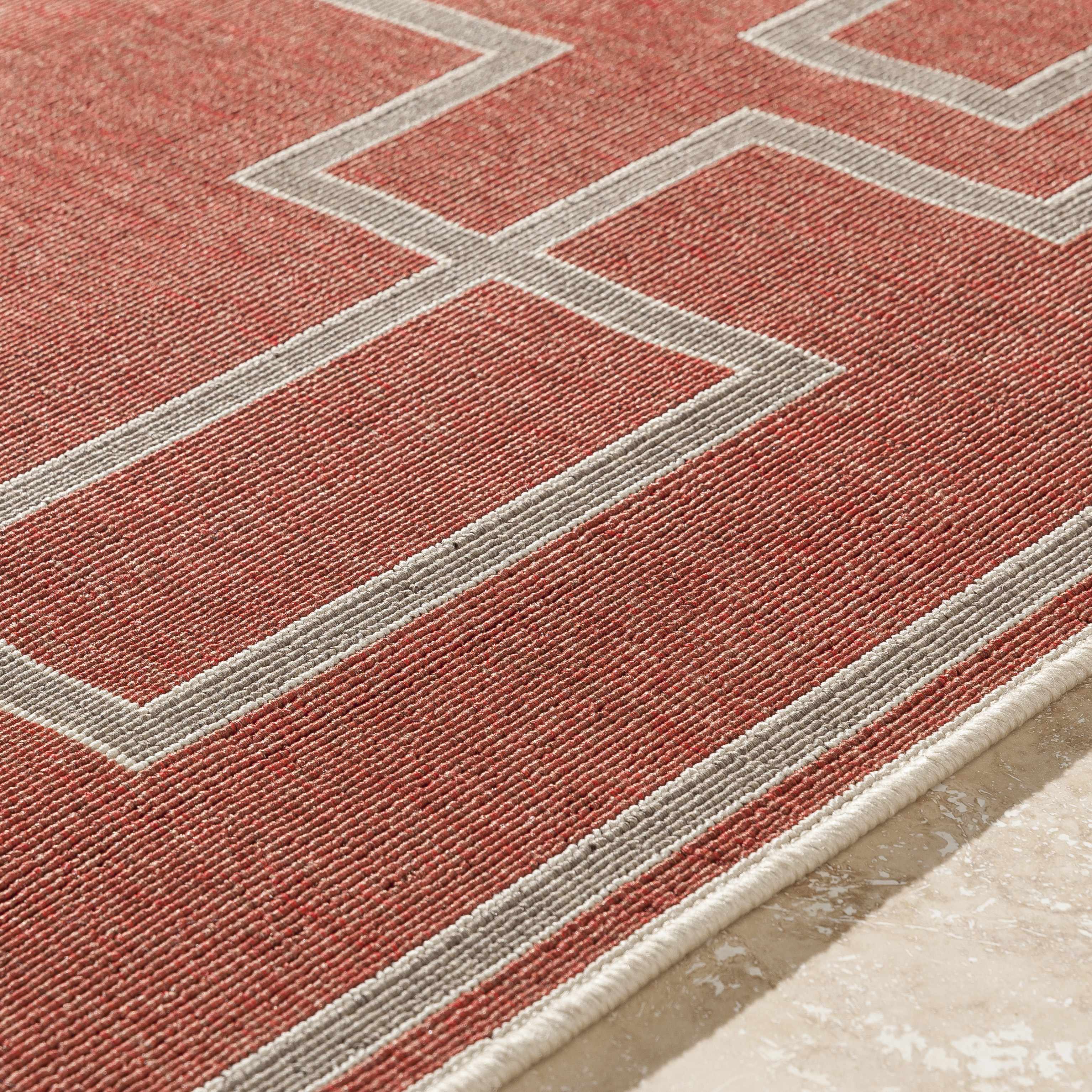 Hauteloom Harborgreek Brick Red Outdoor Rug - Transform Your Outdoor Space