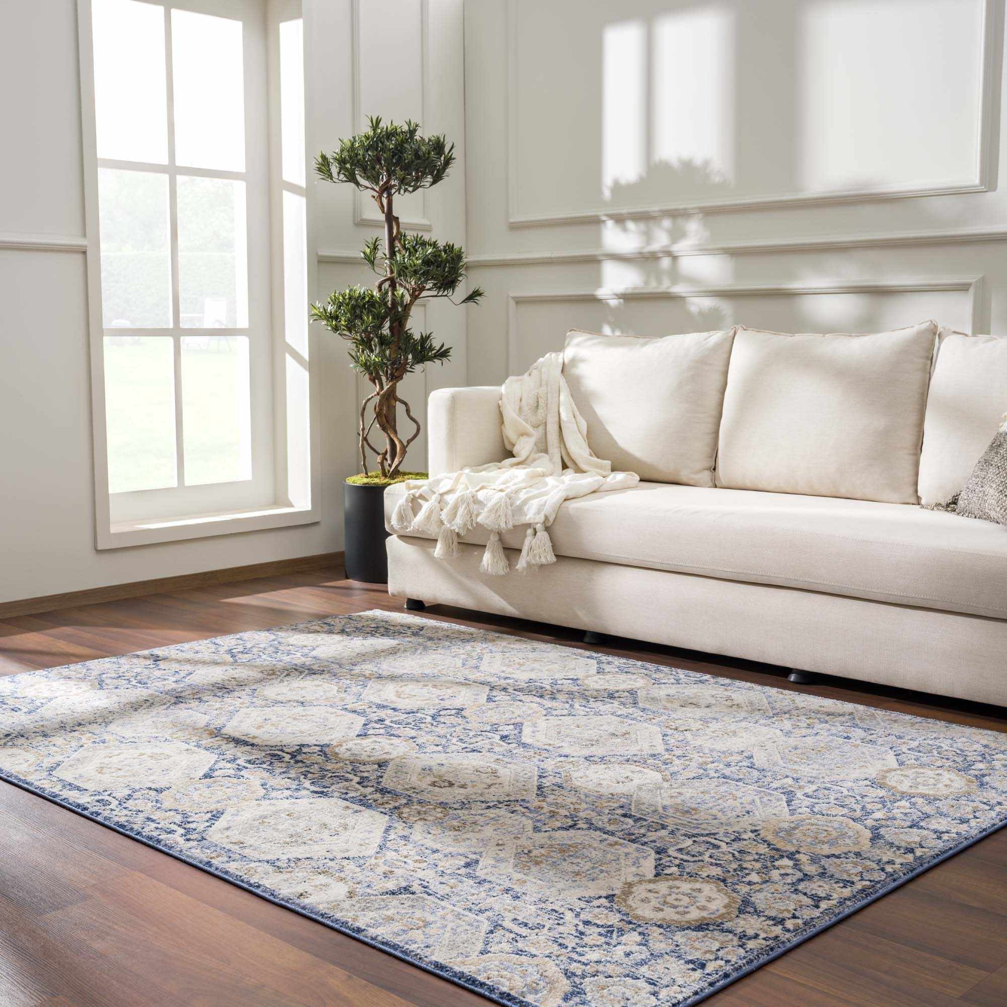 Luxurious Hauteloom Parkerfield Blue Area Rug