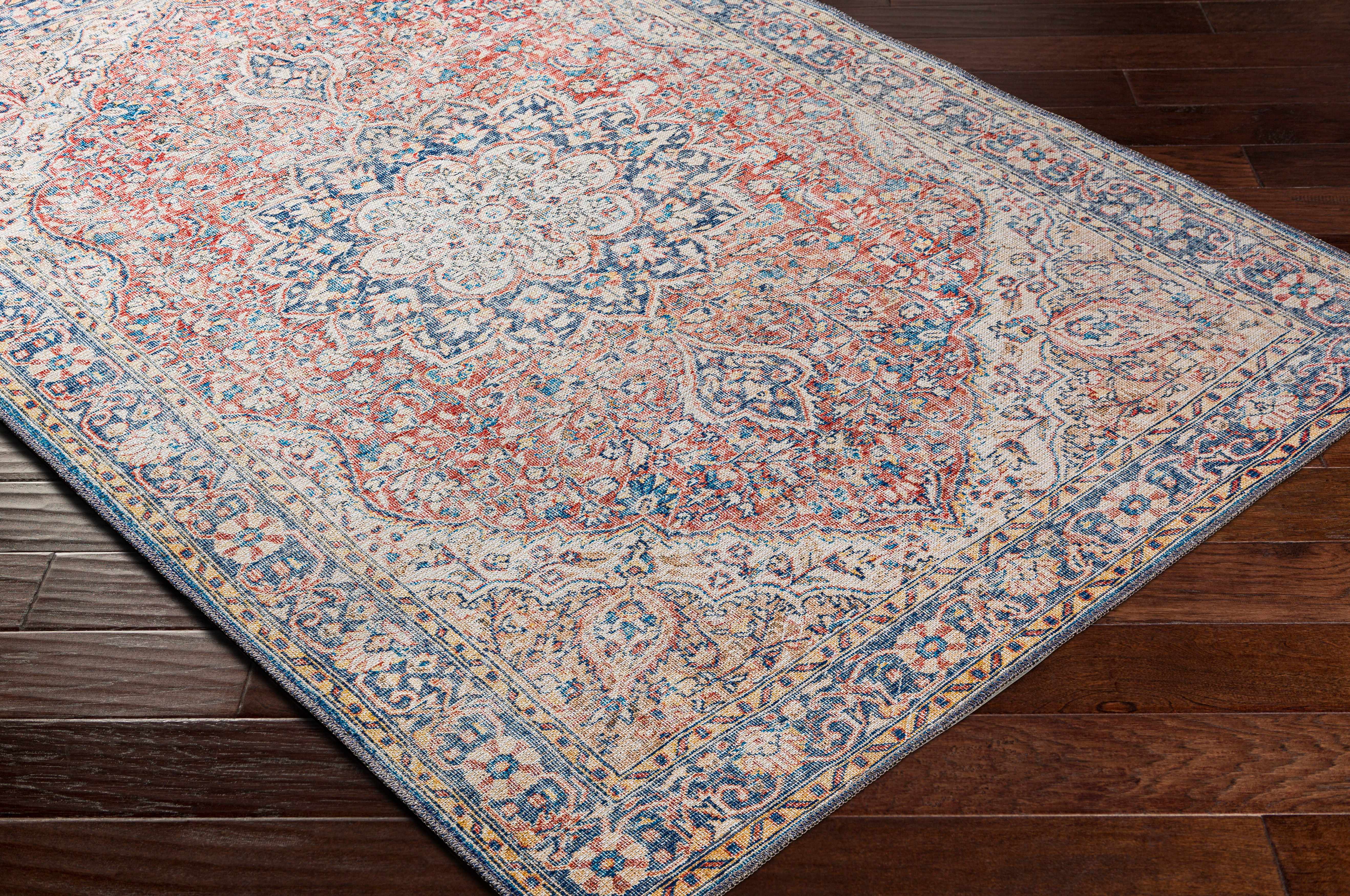 Hauteloom Wacousta Red & Blue Machine Washable Rug - A Splash of Color for Your Space