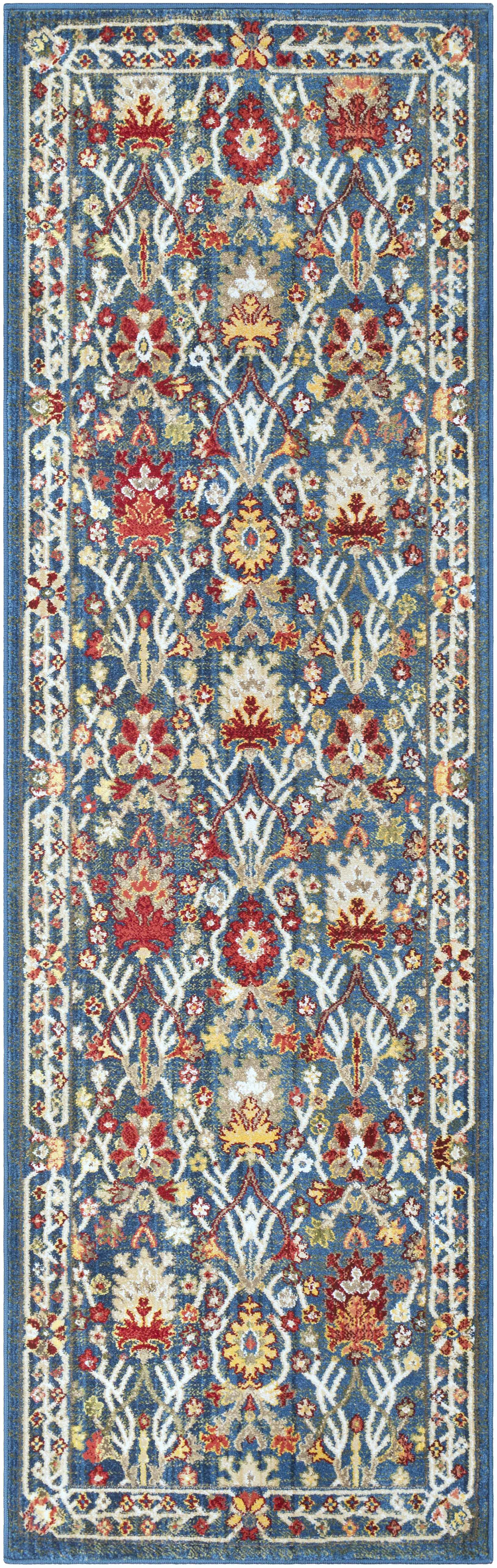 Exquisite Hauteloom Neola Navy Blue Damask Area Rug
