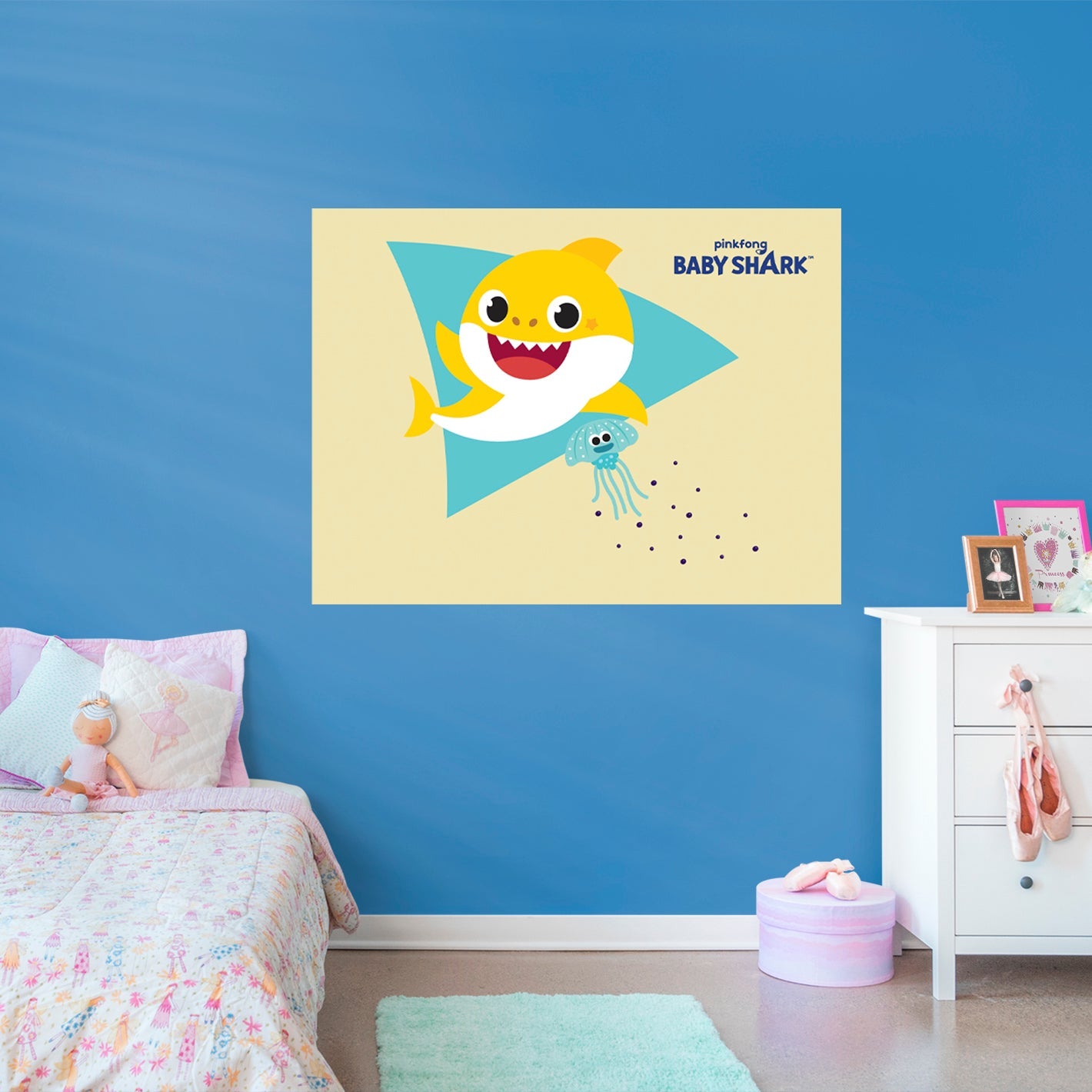 Get Your Little One's Room Popping with the Enchanting Fathead Baby Shark Inkling Poster - Officially Licensed Nickelodeon Removable Adhesive Decal