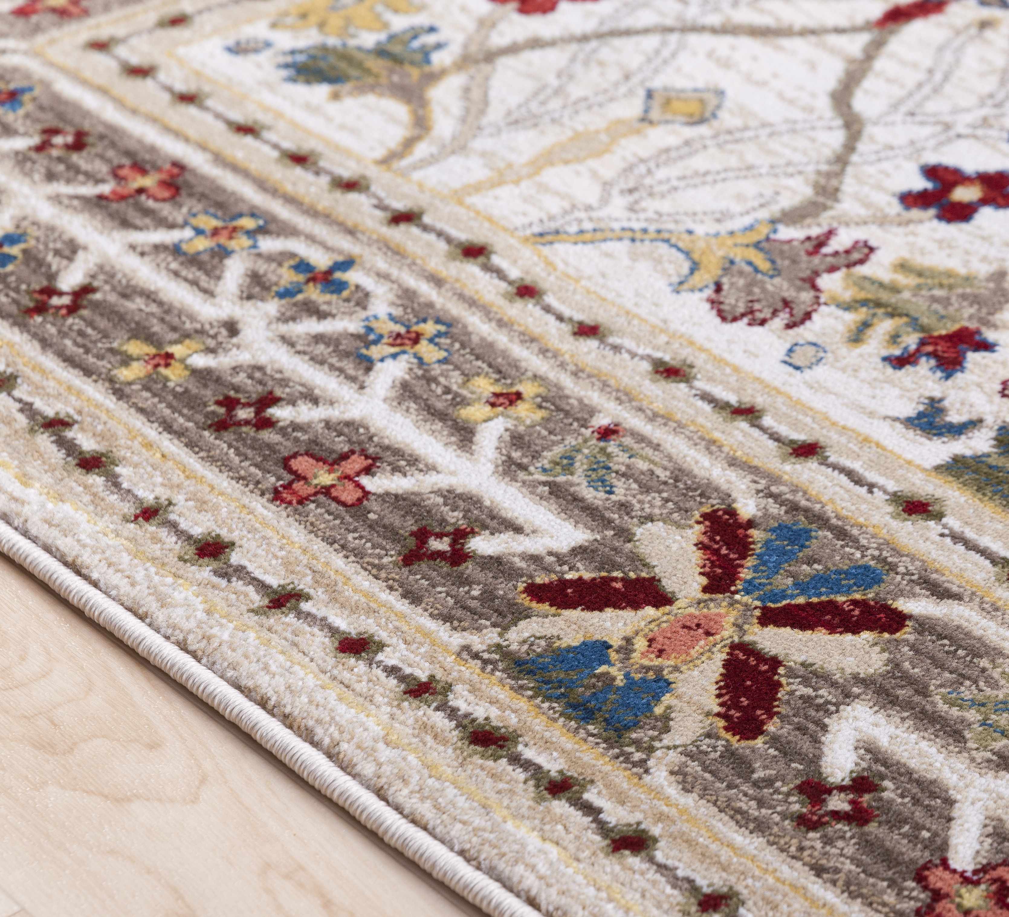 Exquisite Hauteloom Neola White/Brown Damask Area Rug