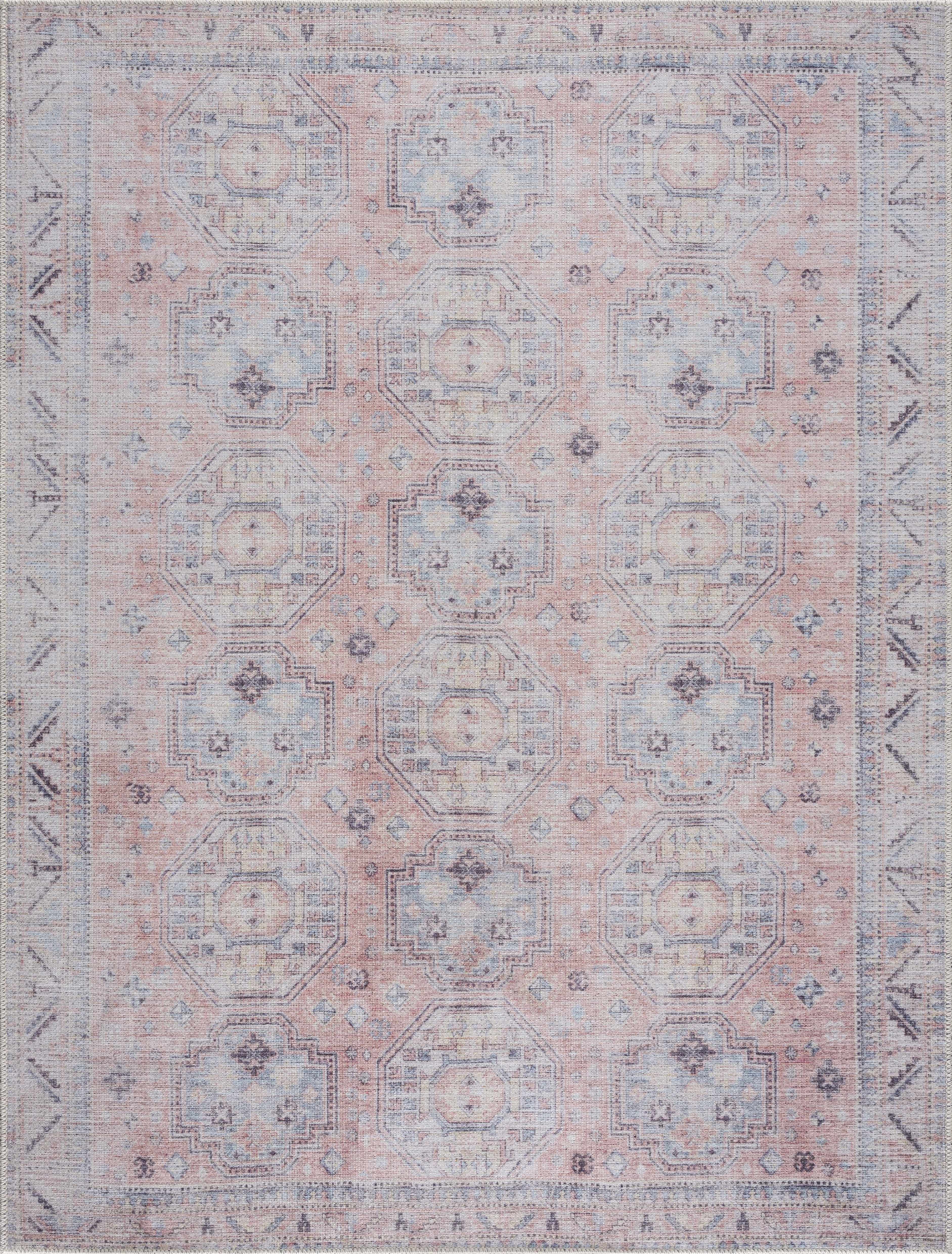 Indulgent Hauteloom Morcott Peach Washable Area Rug