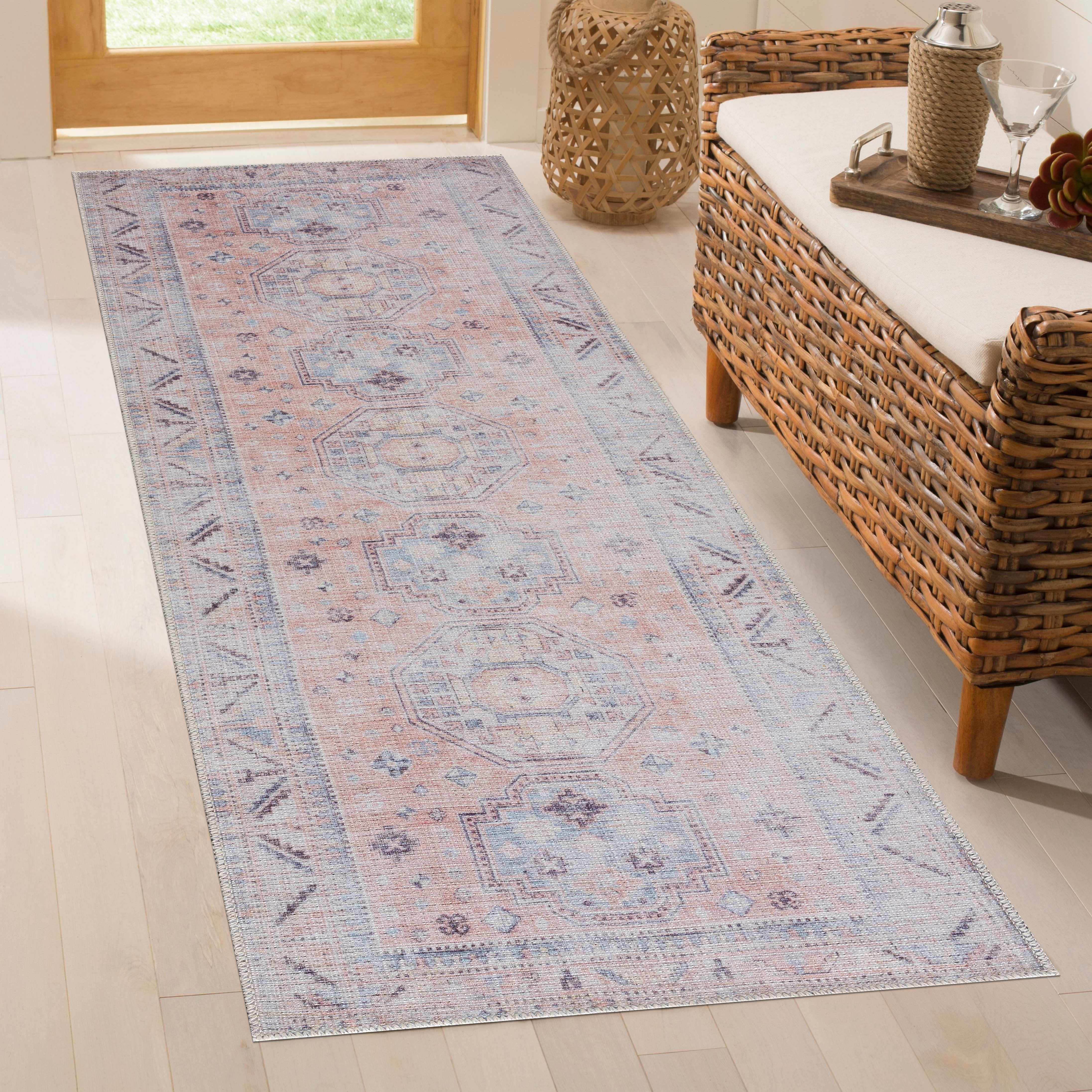 Indulgent Hauteloom Morcott Peach Washable Area Rug