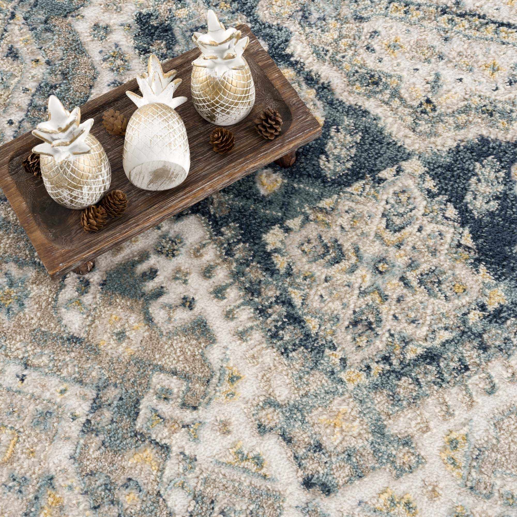 Exquisite Brend Blue Medallion Area Rug by Hauteloom