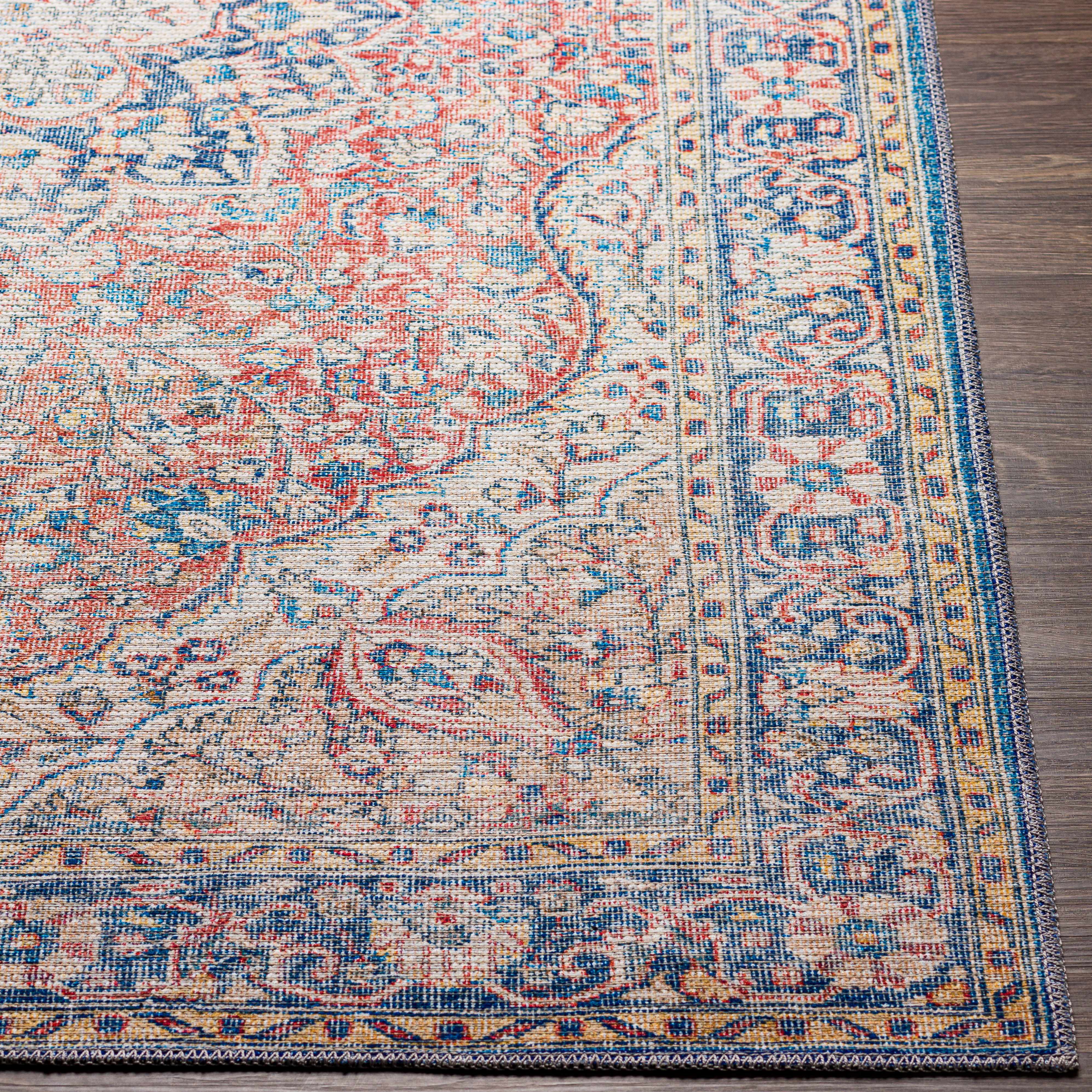 Hauteloom Wacousta Red & Blue Machine Washable Rug - A Splash of Color for Your Space