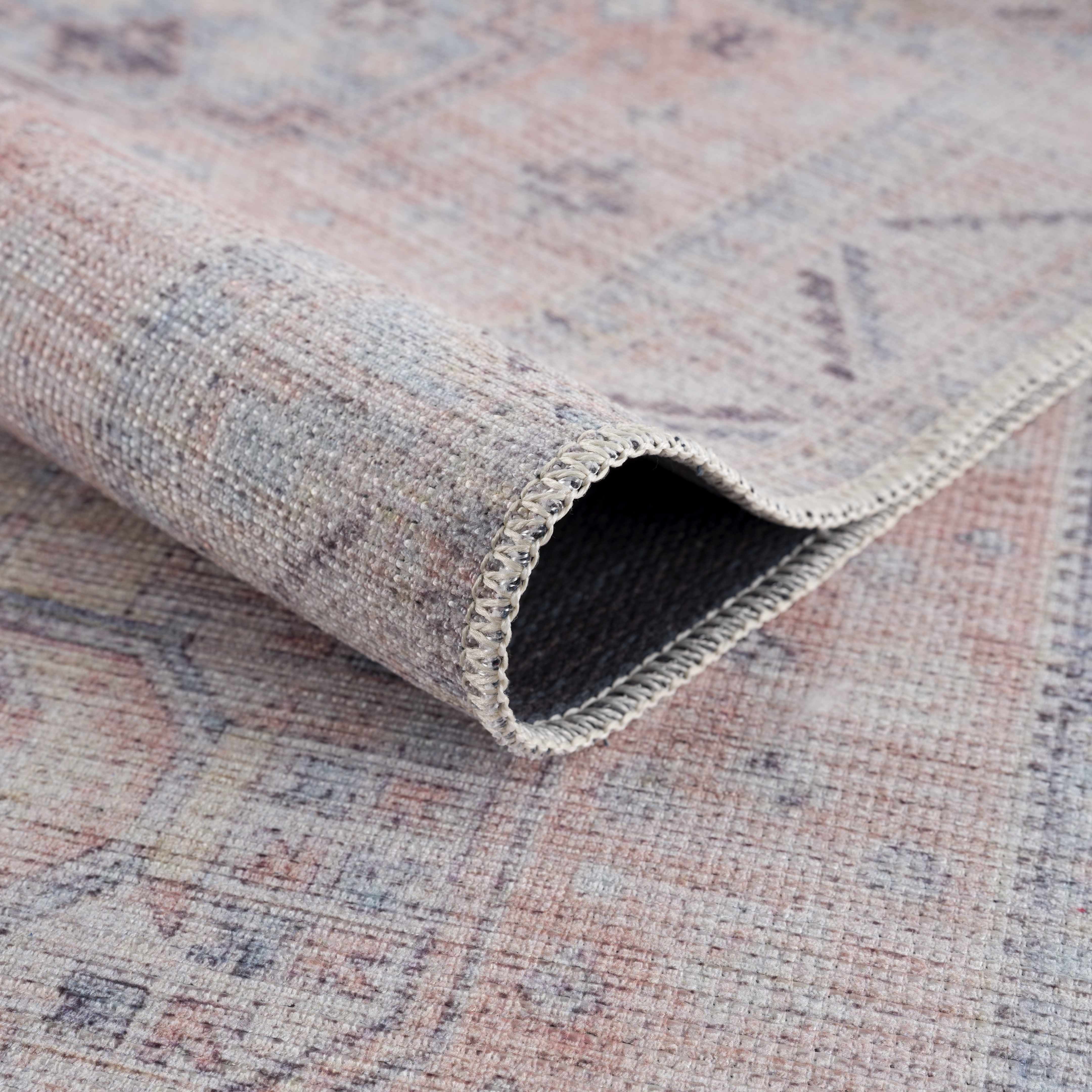 Indulgent Hauteloom Morcott Peach Washable Area Rug