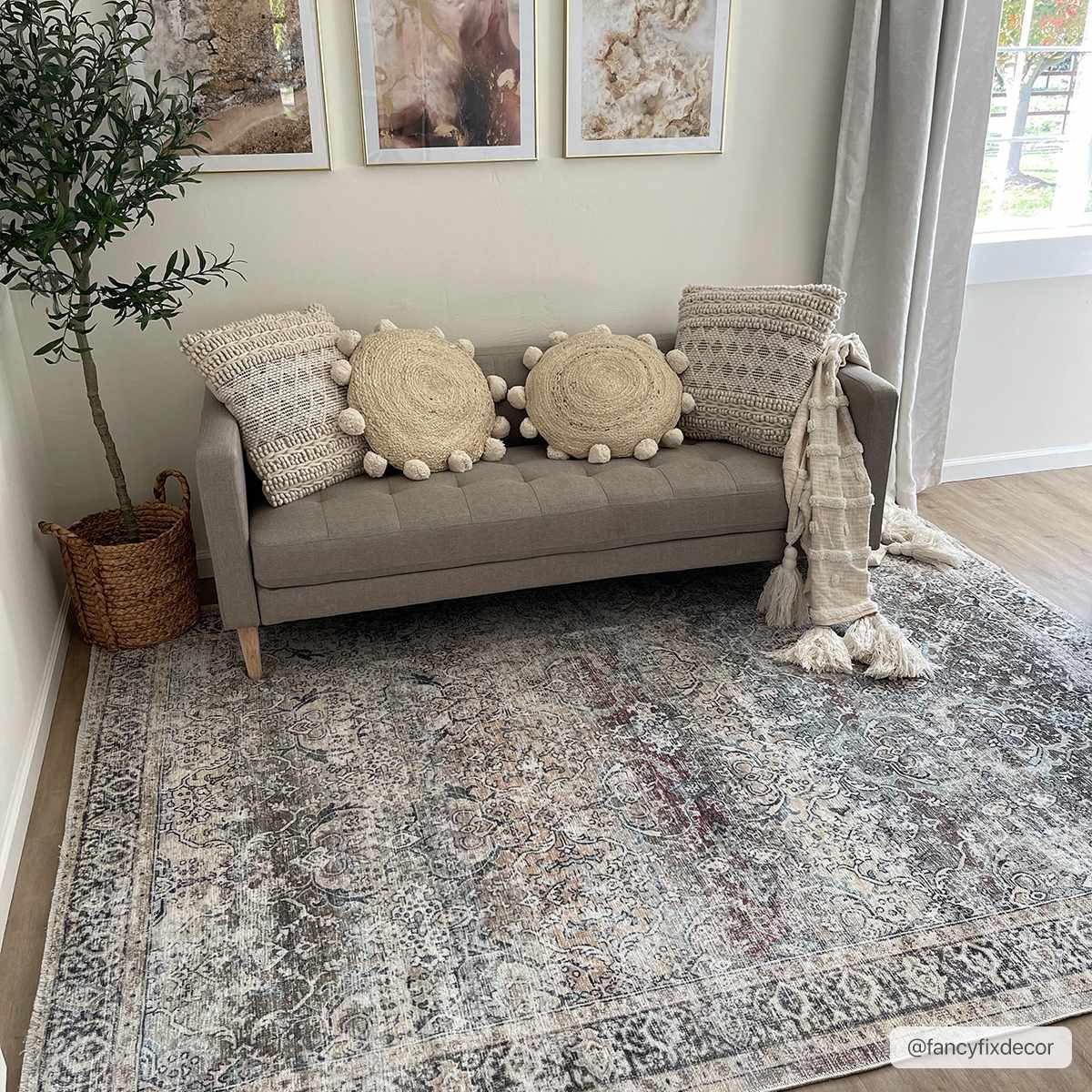 Hauteloom Olive Holi-2304 Washable Vintage Area Rug - Transform Your Space!