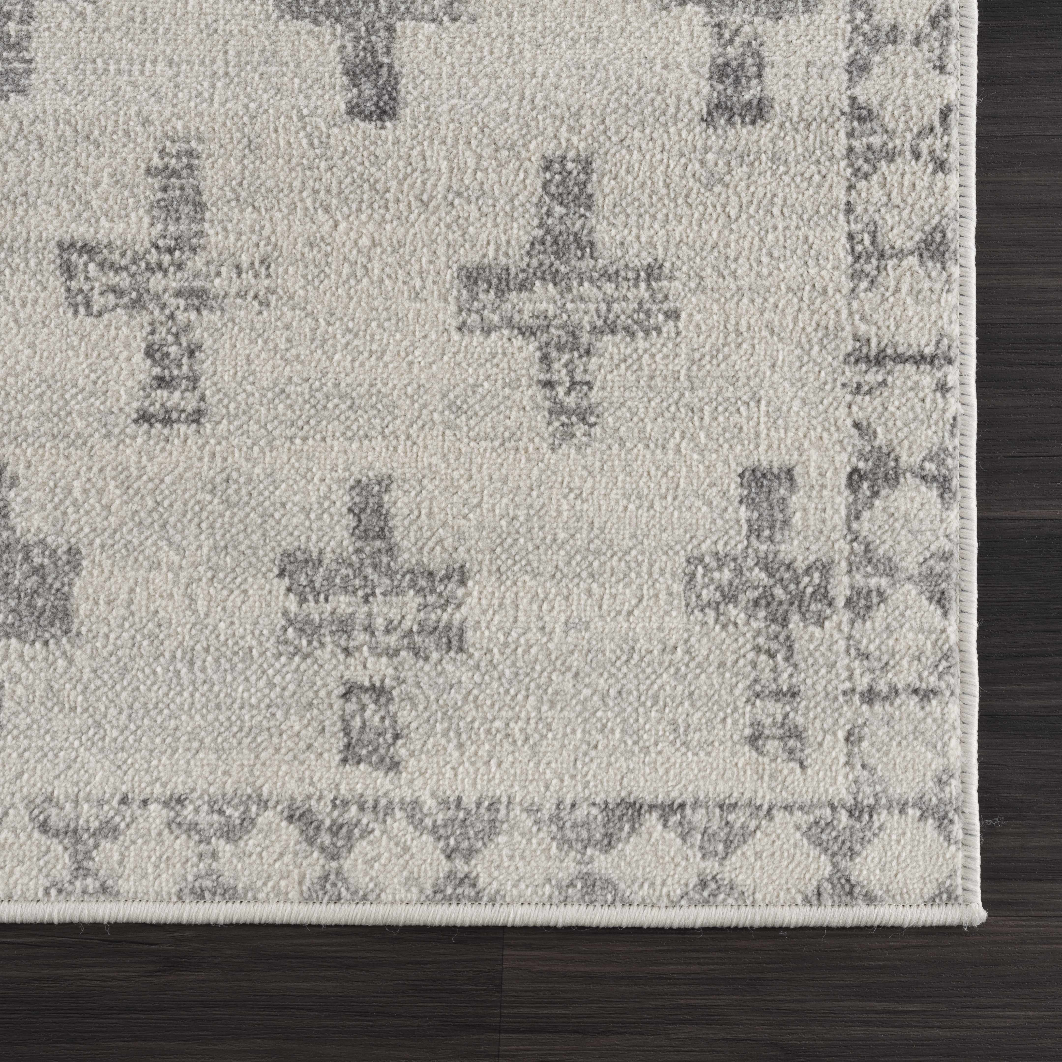 Hauteloom Tigris Swiss Cross Ivory & Gray Geometric Style Area Rug