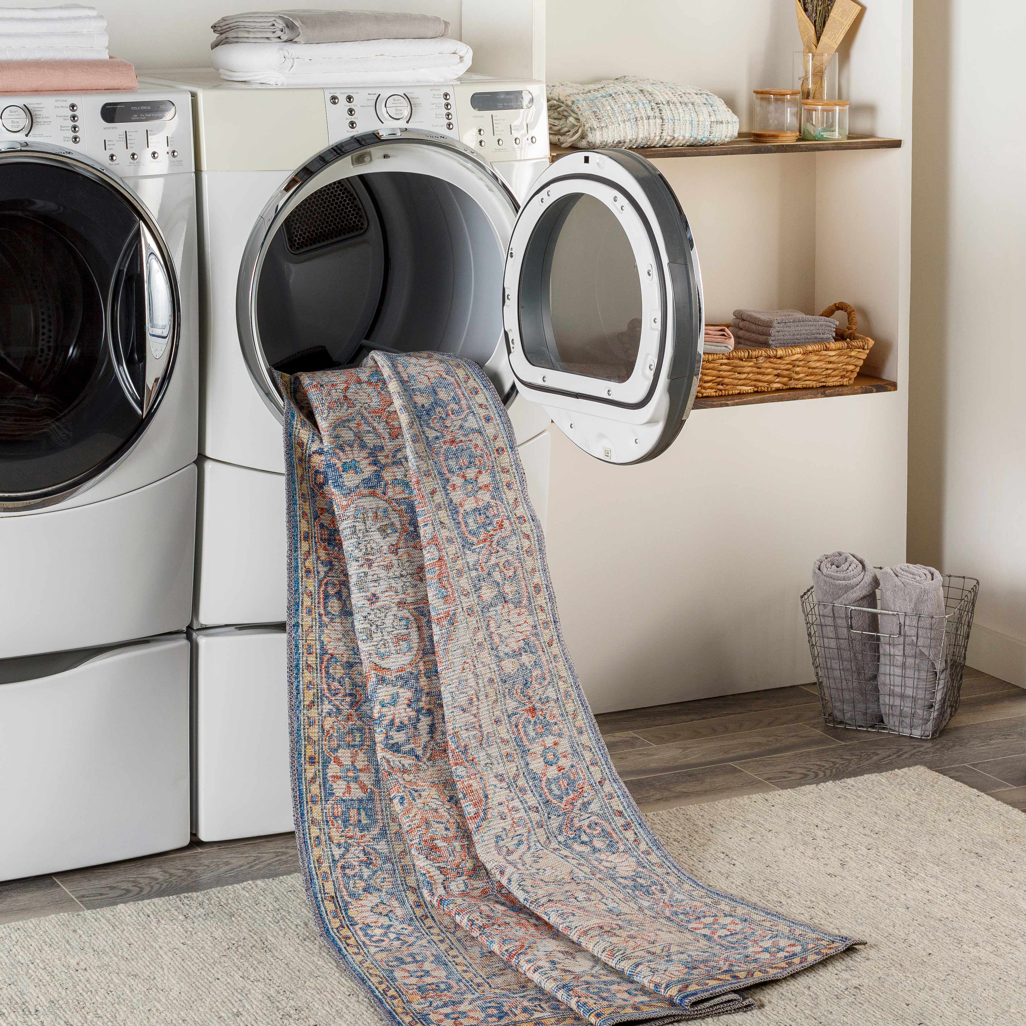 Hauteloom Wacousta Red & Blue Machine Washable Rug - A Splash of Color for Your Space