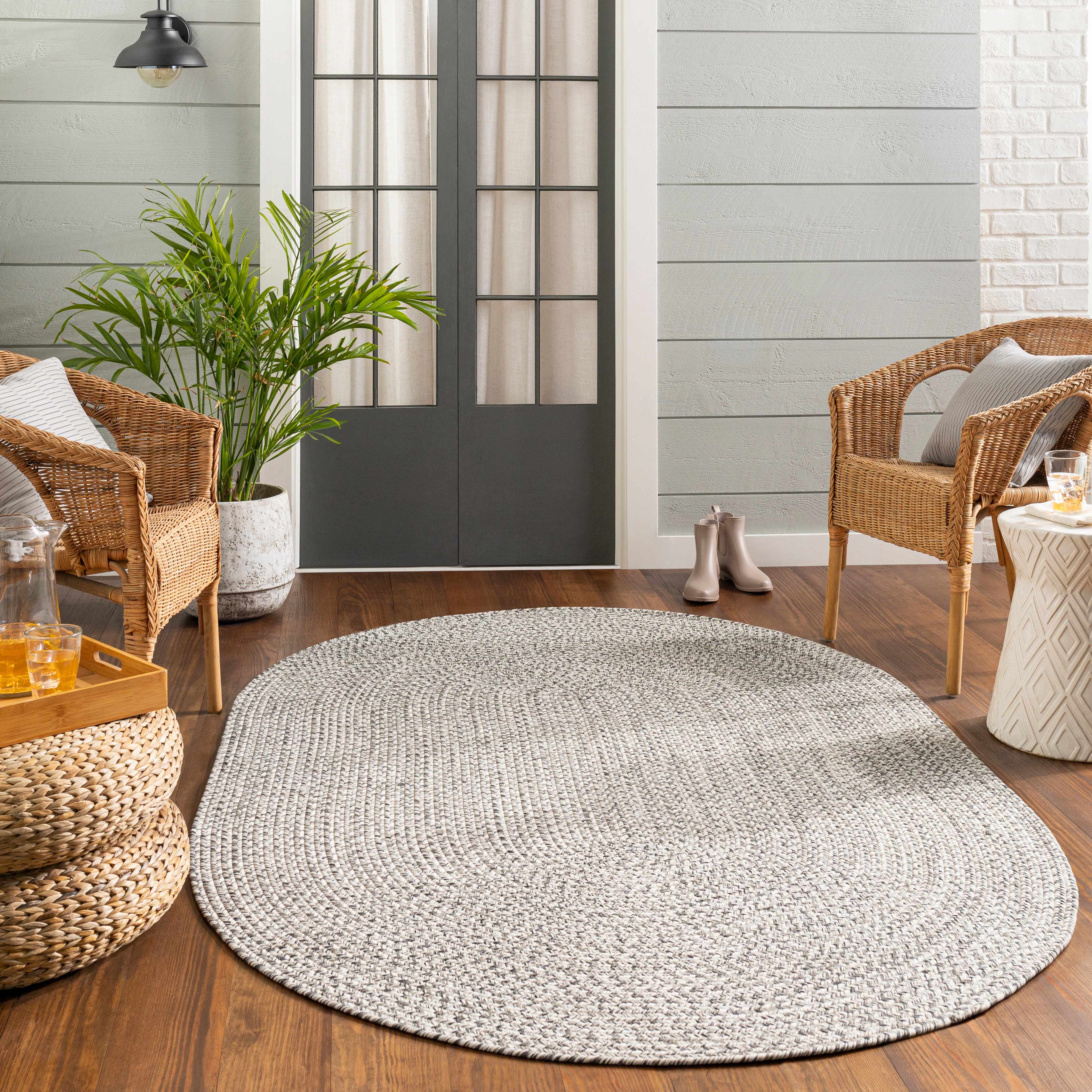 Hauteloom Cream Charcoal Braided Faux Jute Rug - A Stylish and Durable Addition to Your Space