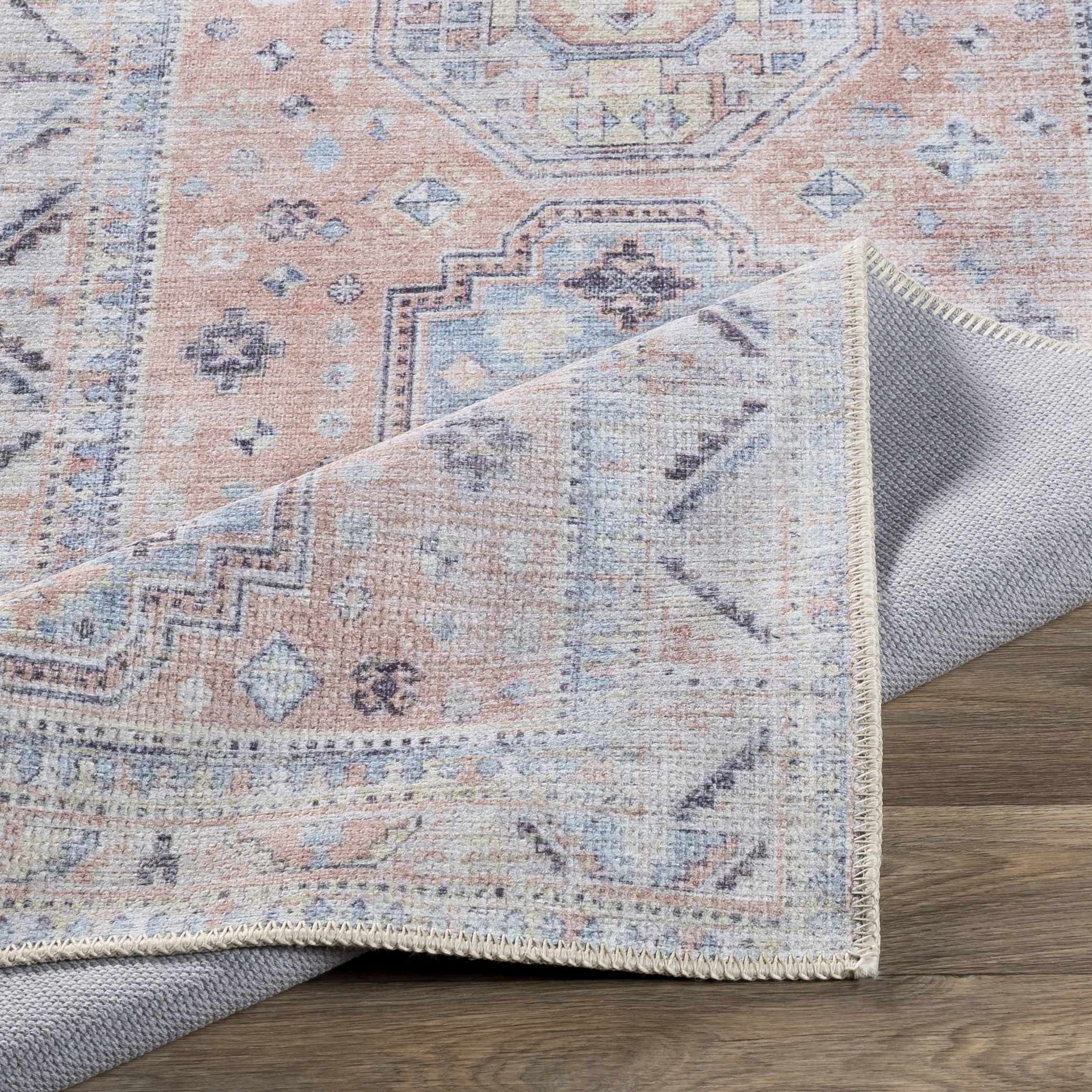 Indulgent Hauteloom Morcott Peach Washable Area Rug