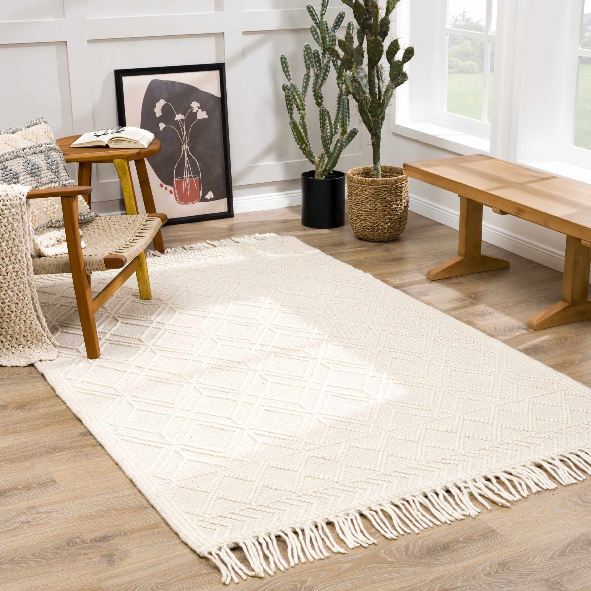 Indulge in Luxury with Hauteloom Ramsbury Beige Trellis Wool Rug