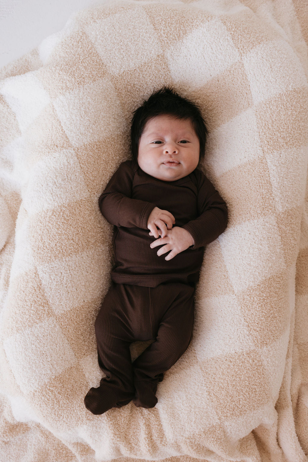 Forever French Baby Ultra-Soft Plush Cream Checkerboard Blanket