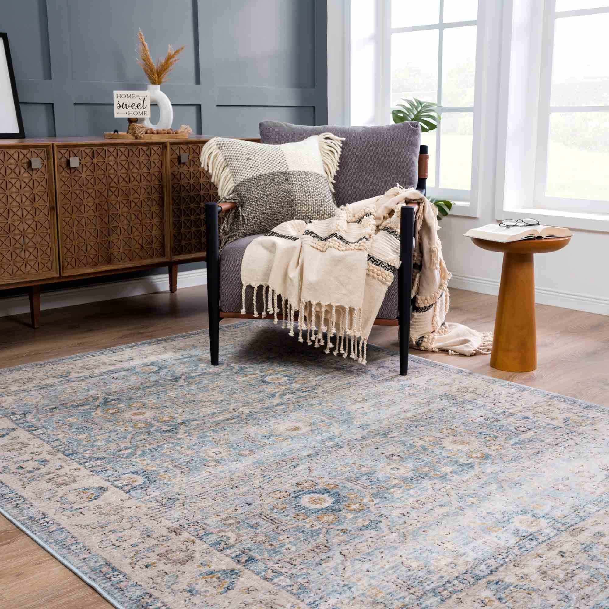 Hauteloom Anana Silver Blue & Beige Area Rug - Grab This Clearance Deal Now!