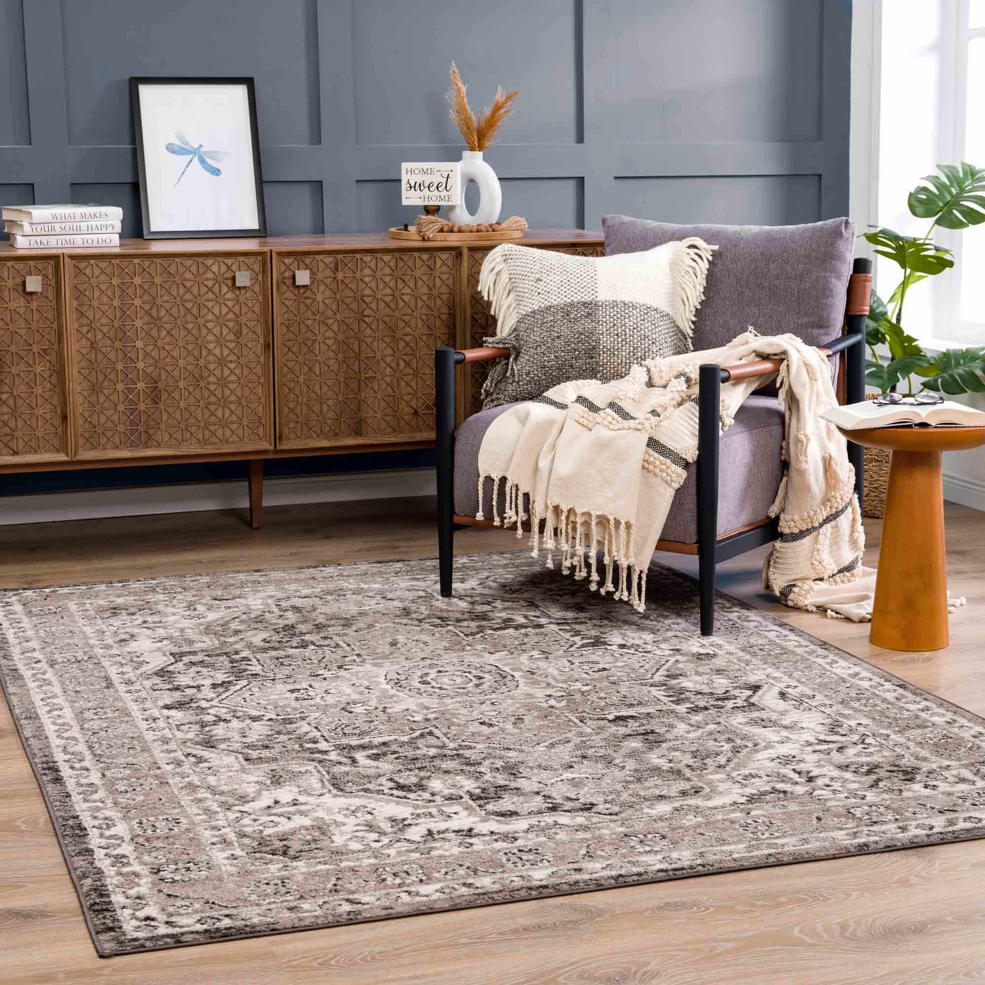 Grab Your Hauteloom Albie Charcoal & Beige Area Rug - Clearance Now!