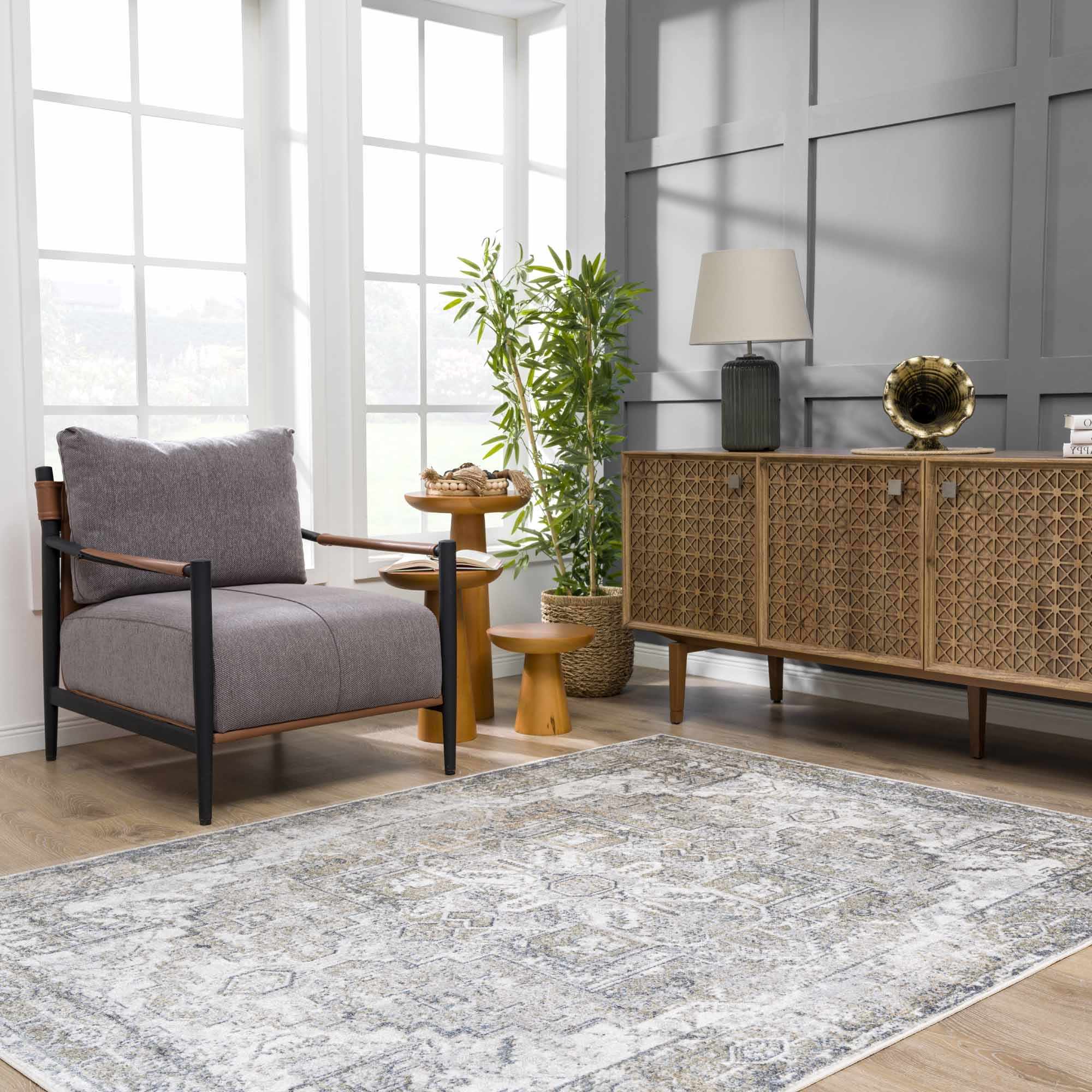 Indulgent Hauteloom Olive Hera Washable Area Rug