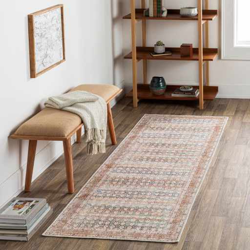Hauteloom Rust Maligaya Distressed Washable Area Rug - Transform Your Space
