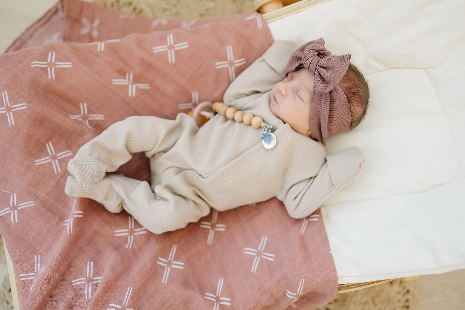 Mebie Baby Blissful Peachy Muslin Swaddle Blanket