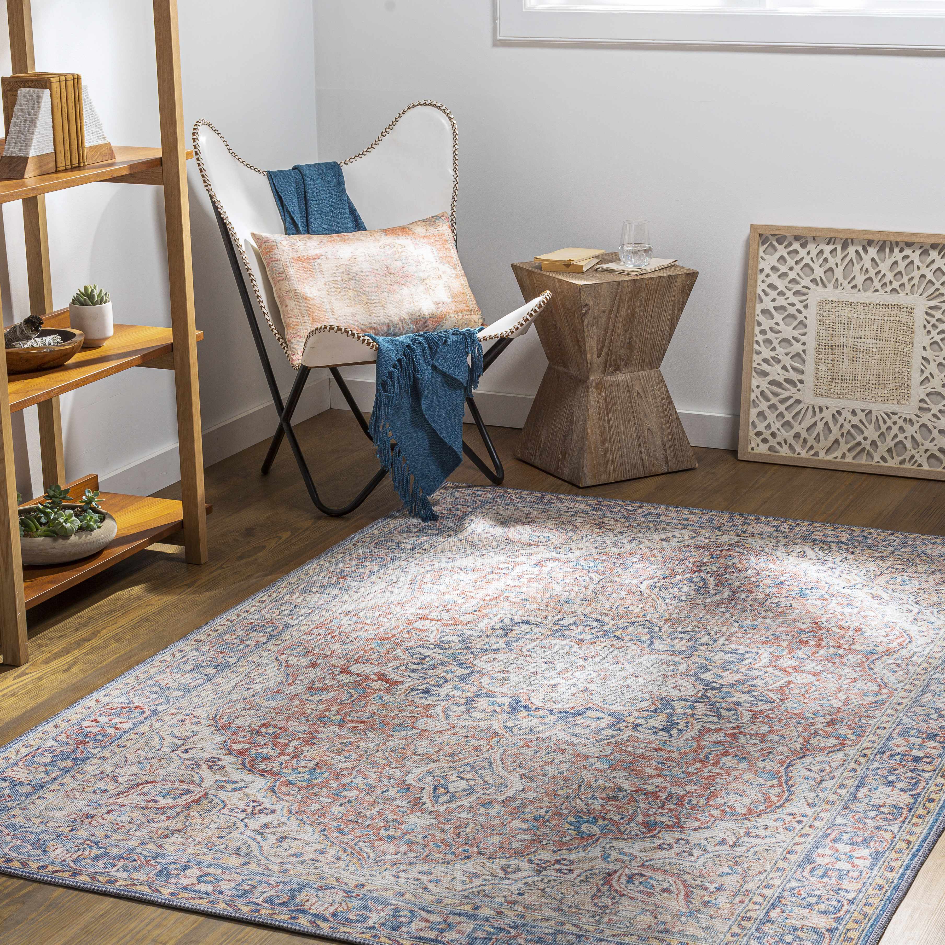 Hauteloom Wacousta Red & Blue Machine Washable Rug - A Splash of Color for Your Space