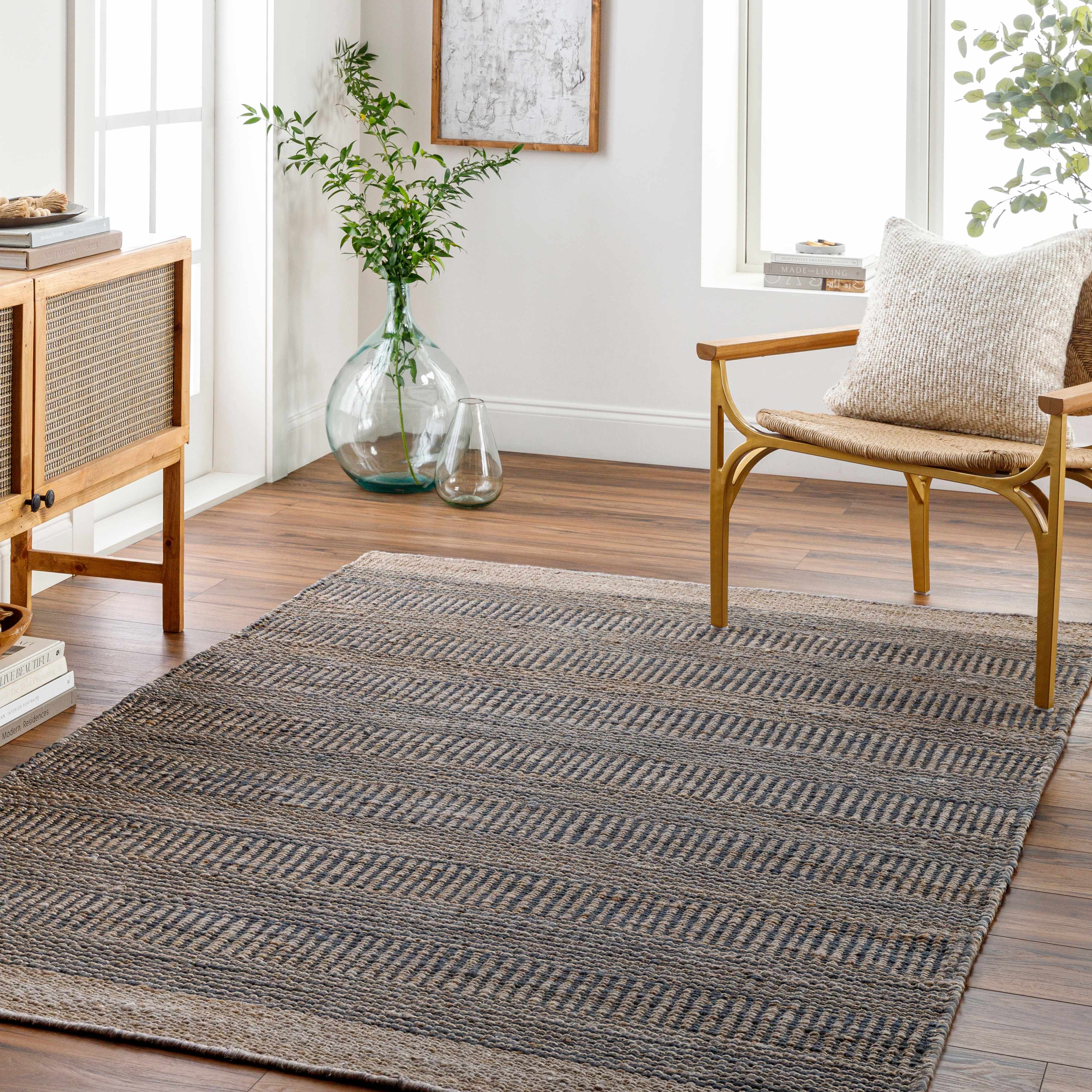 Exquisite Navy Elle Jute Rug by Hauteloom