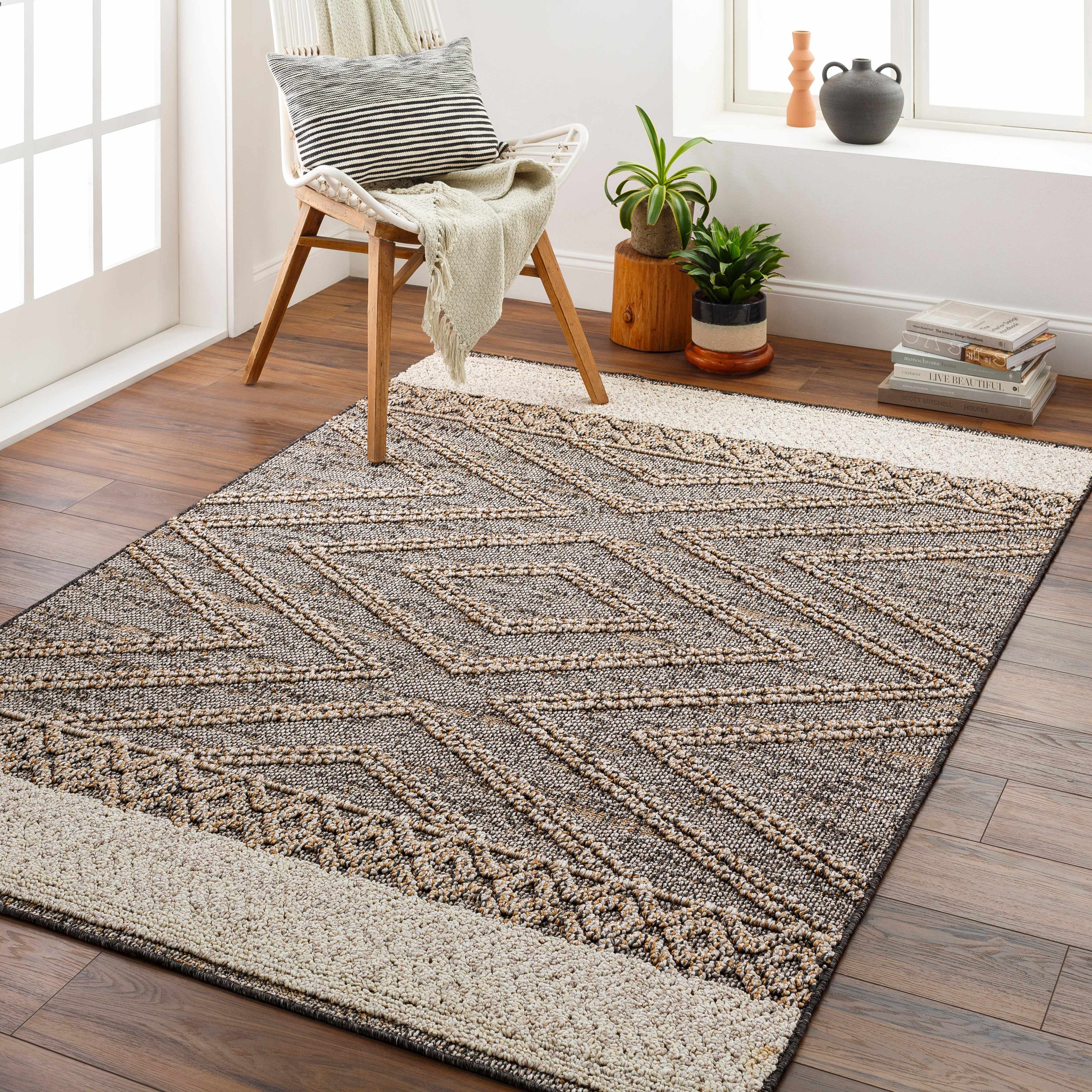 Stylish Hauteloom Areli Area Rug in Beige and Charcoal